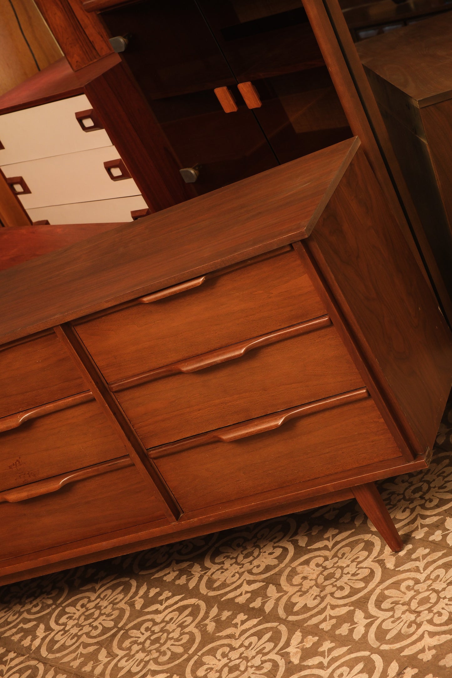 MCM Dark Walnut Wide Dresser