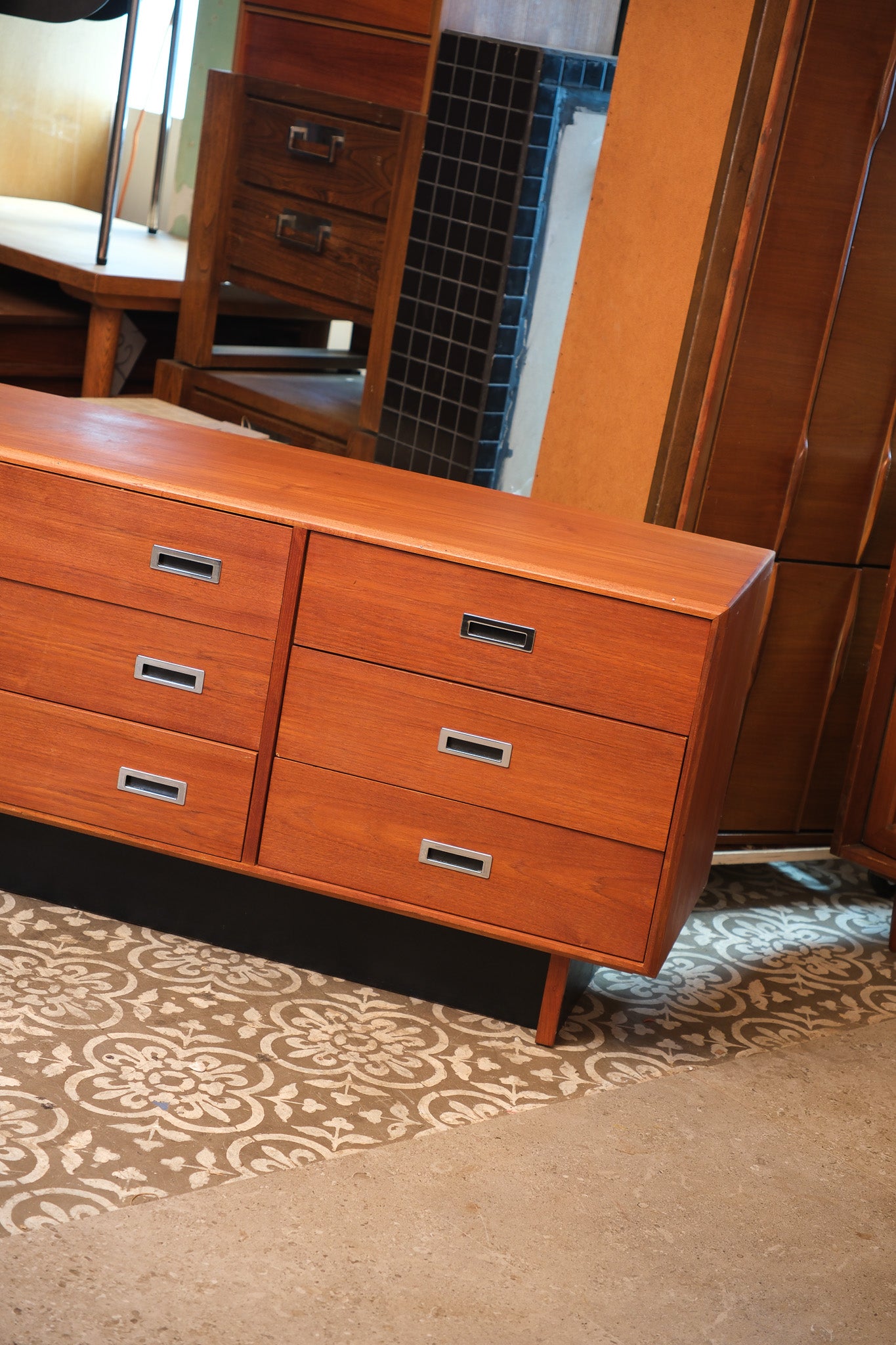MCM Teak Black Base Contemporary Dresser