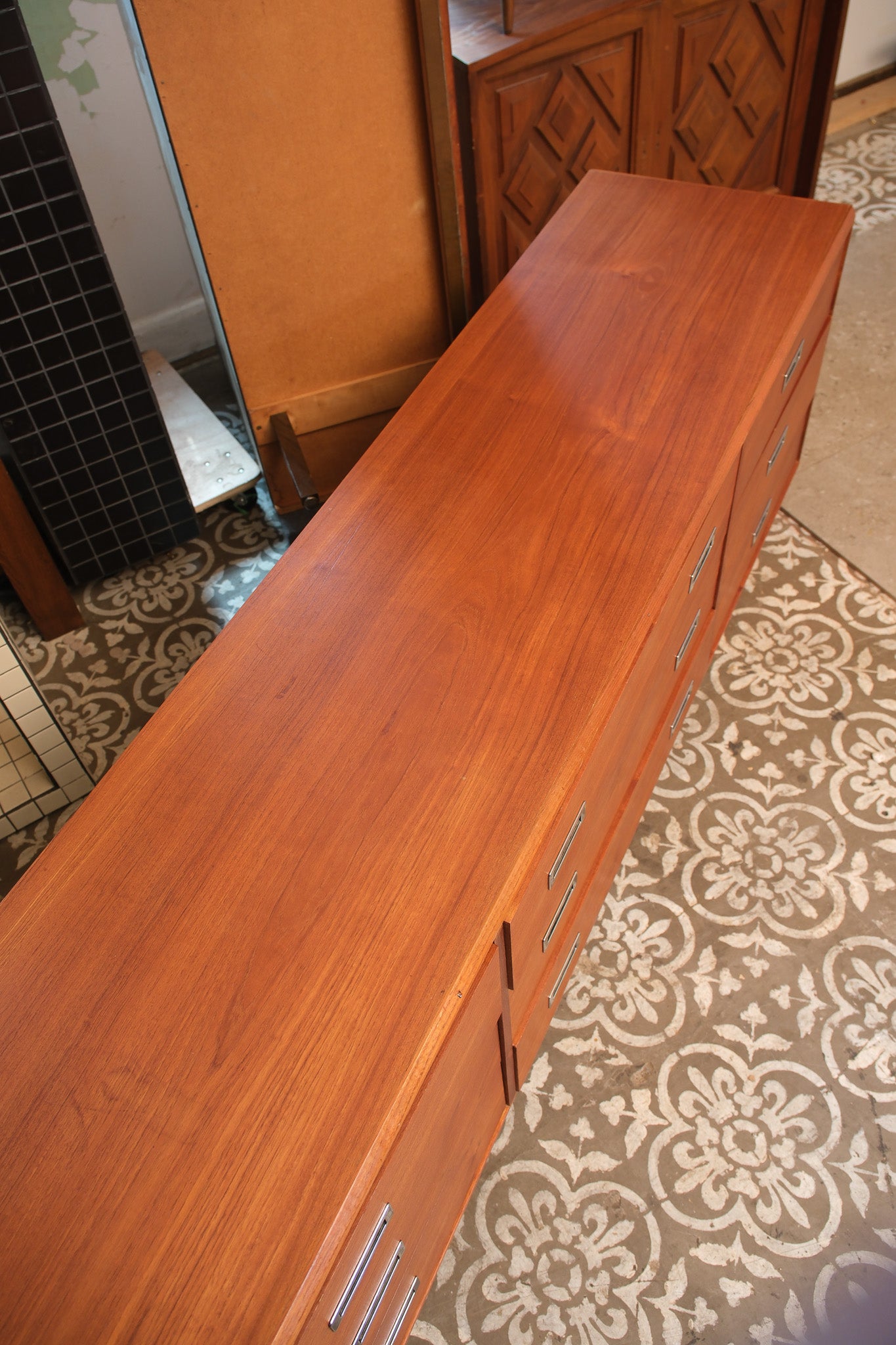MCM Teak Black Base Contemporary Dresser