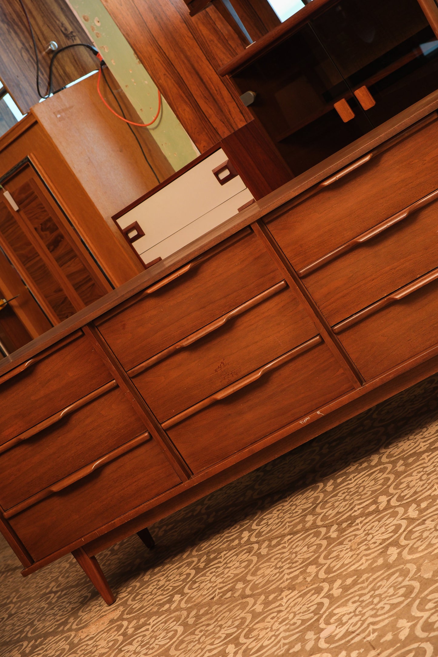 MCM Dark Walnut Wide Dresser