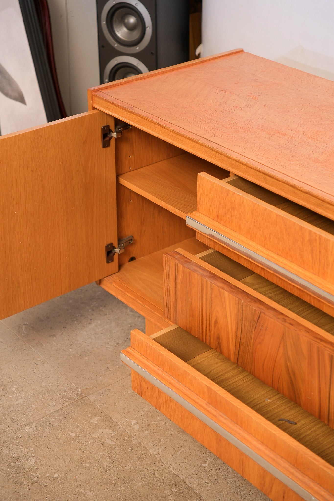 MCM Rosewood Chrome Credenza