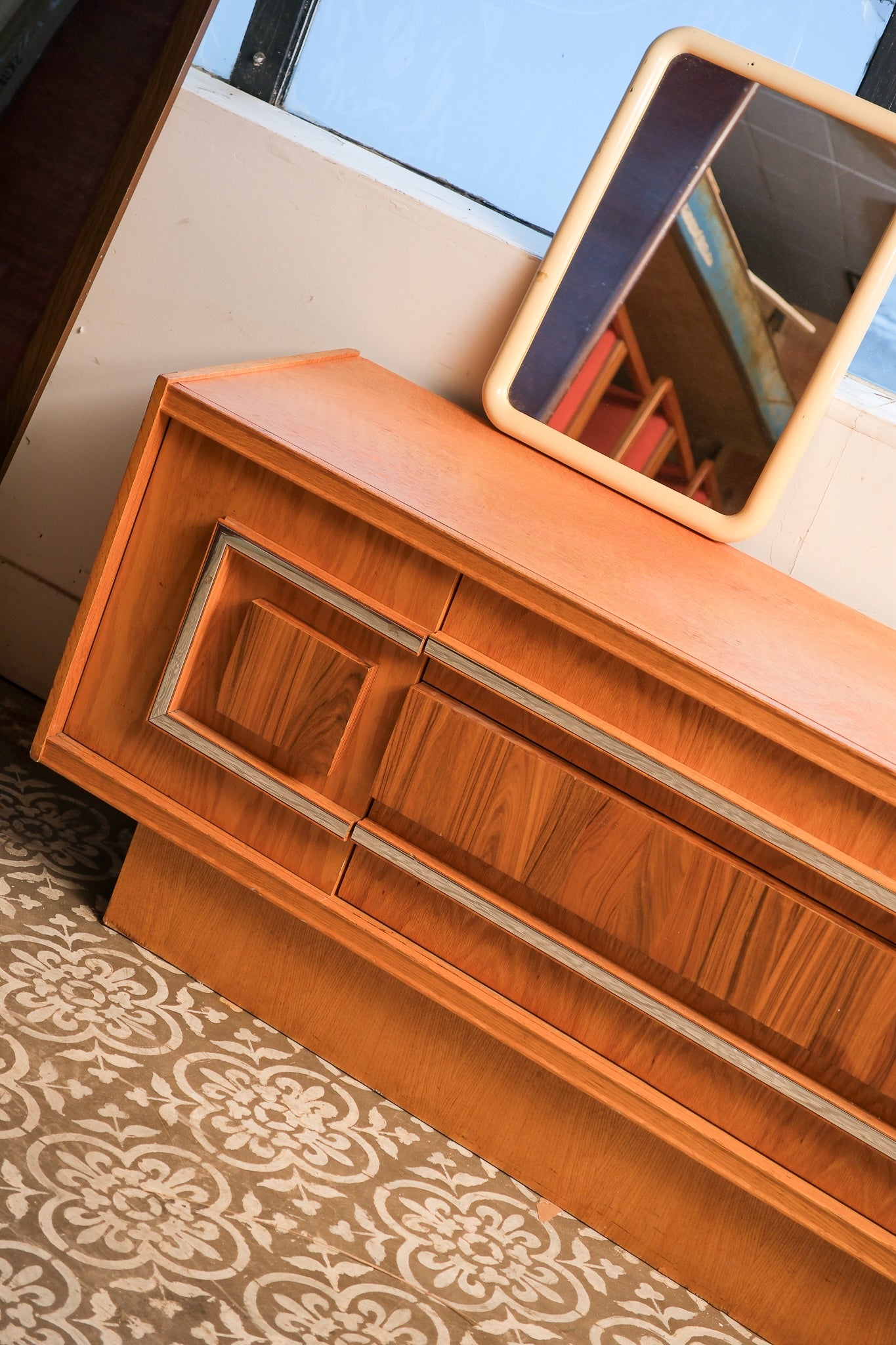 MCM Rosewood Chrome Credenza