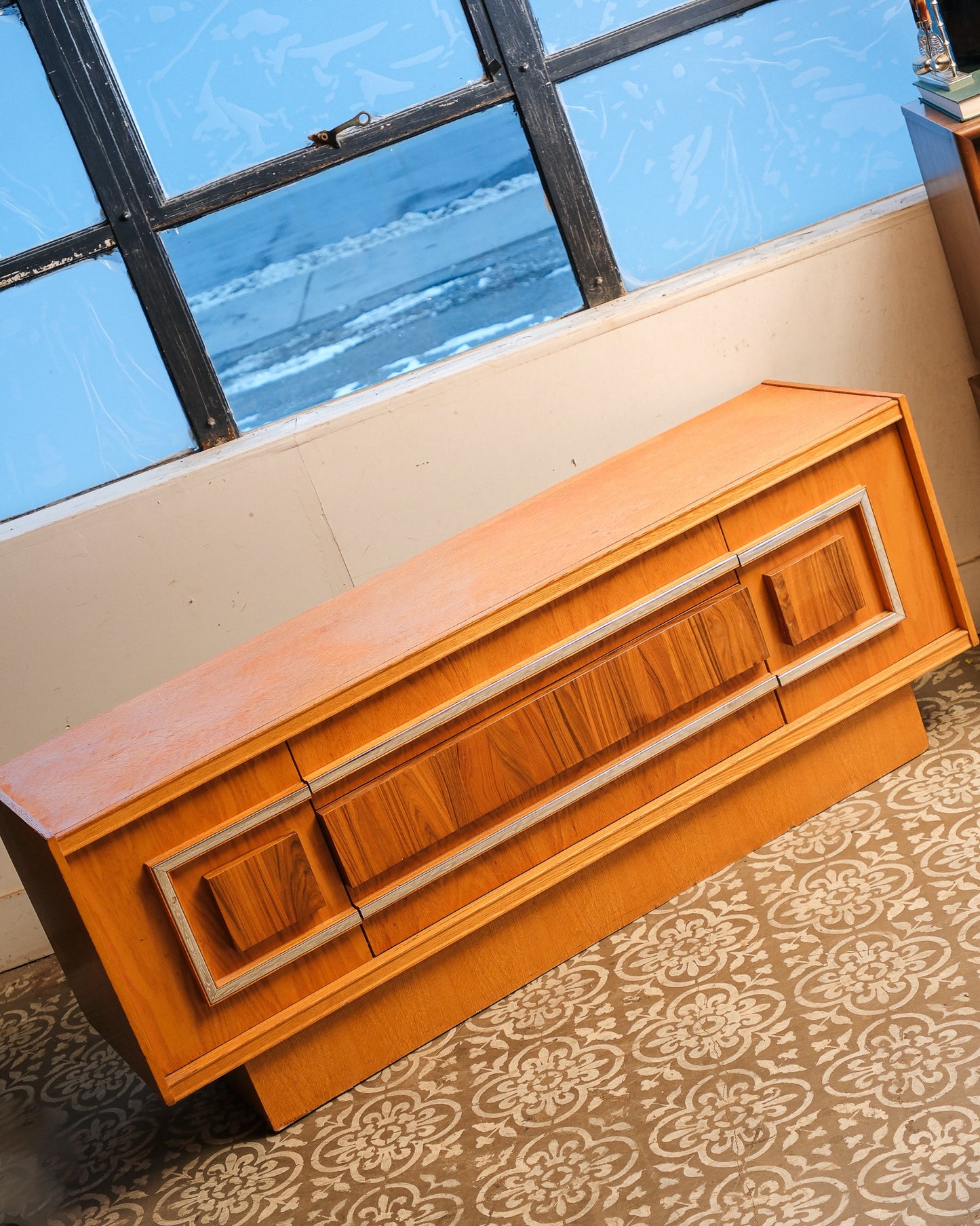 MCM Rosewood Chrome Credenza
