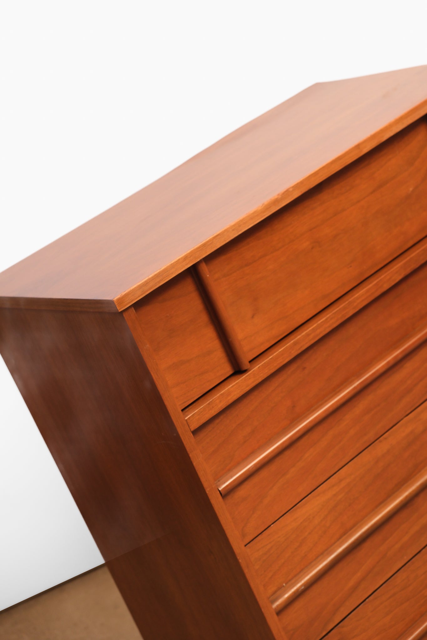 MCM Minimal Dark Walnut Tallboy Dresser