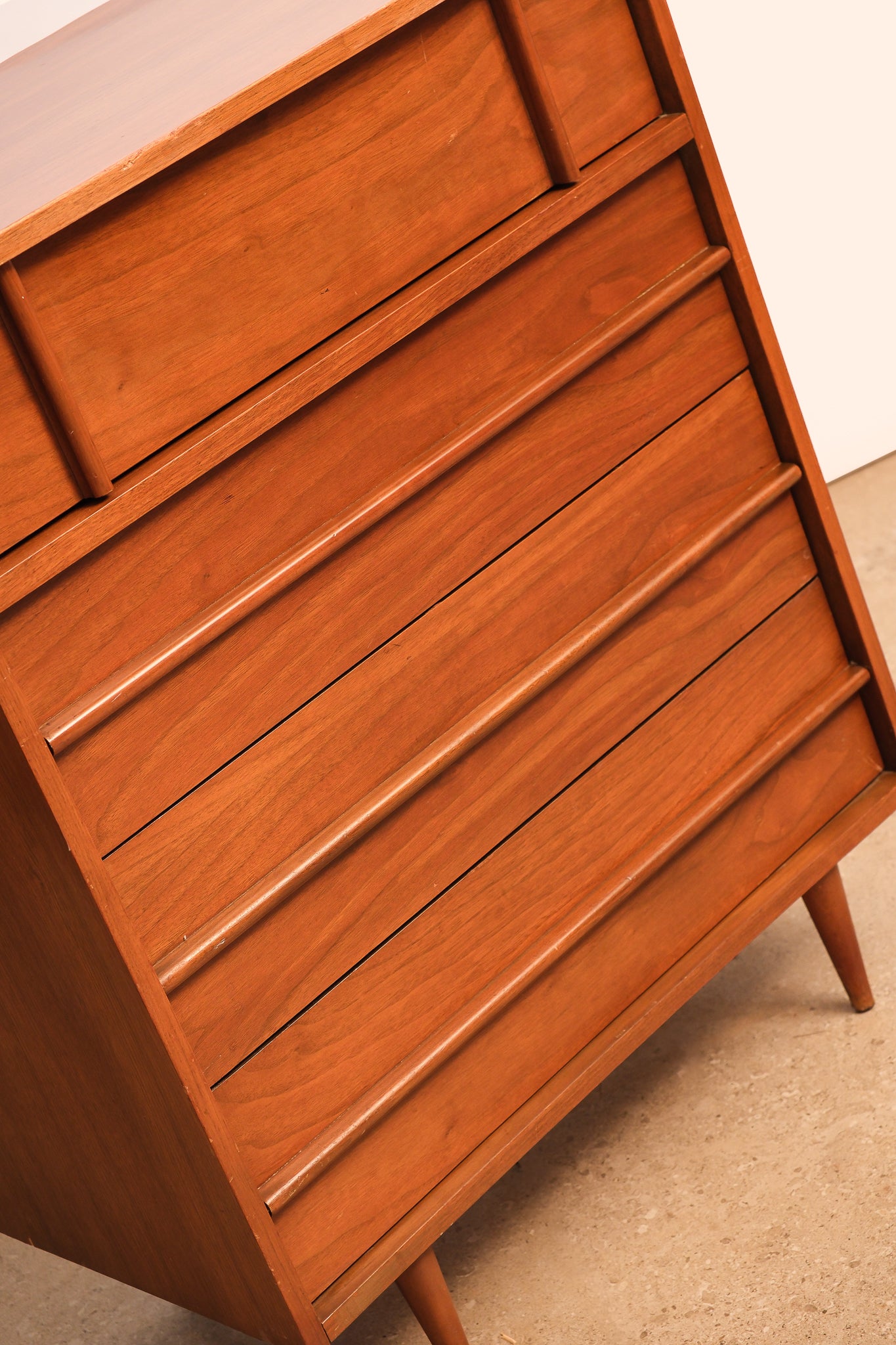 MCM Minimal Dark Walnut Tallboy Dresser