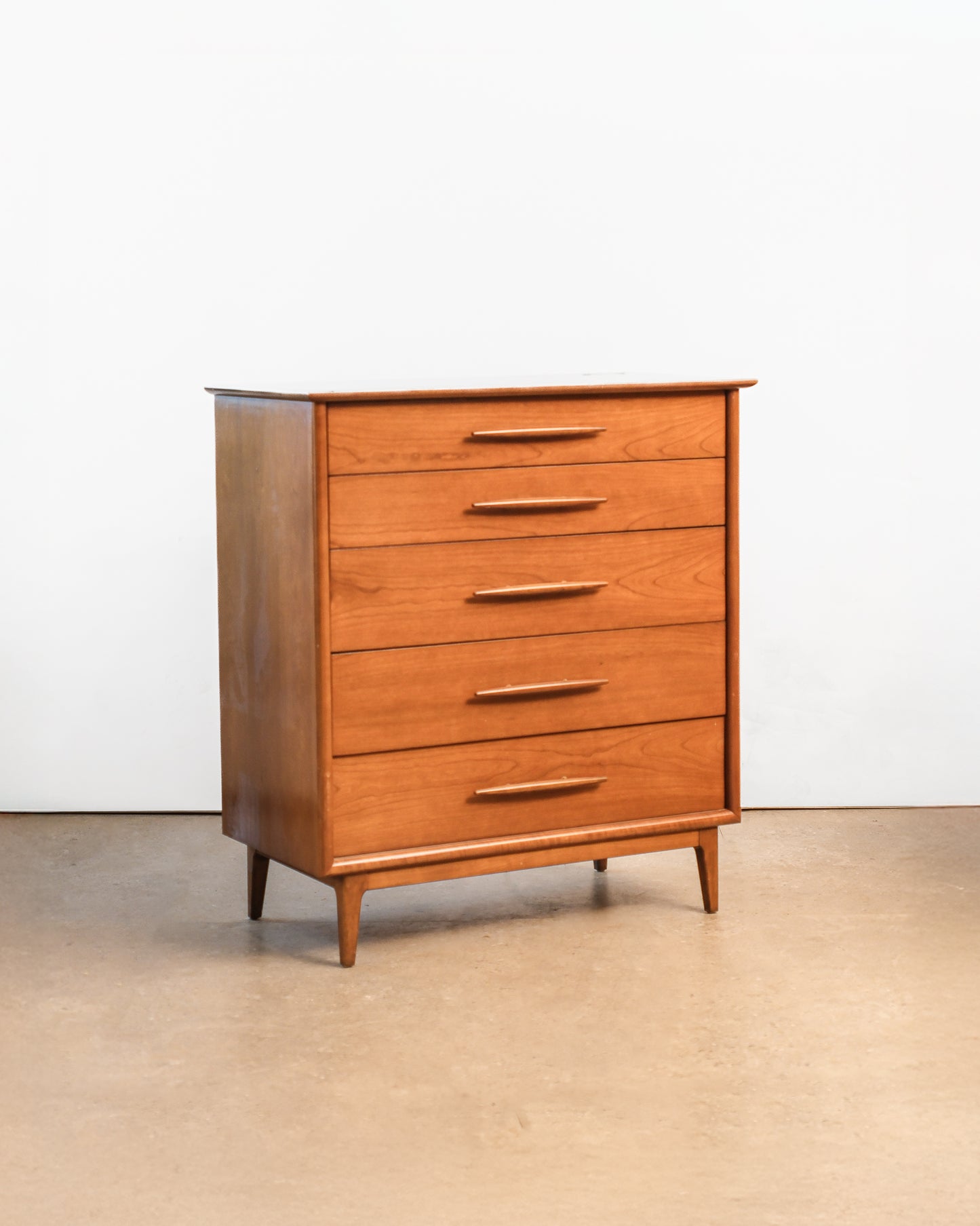 MCM Cherry Tallboy Dresser By Gibbard
