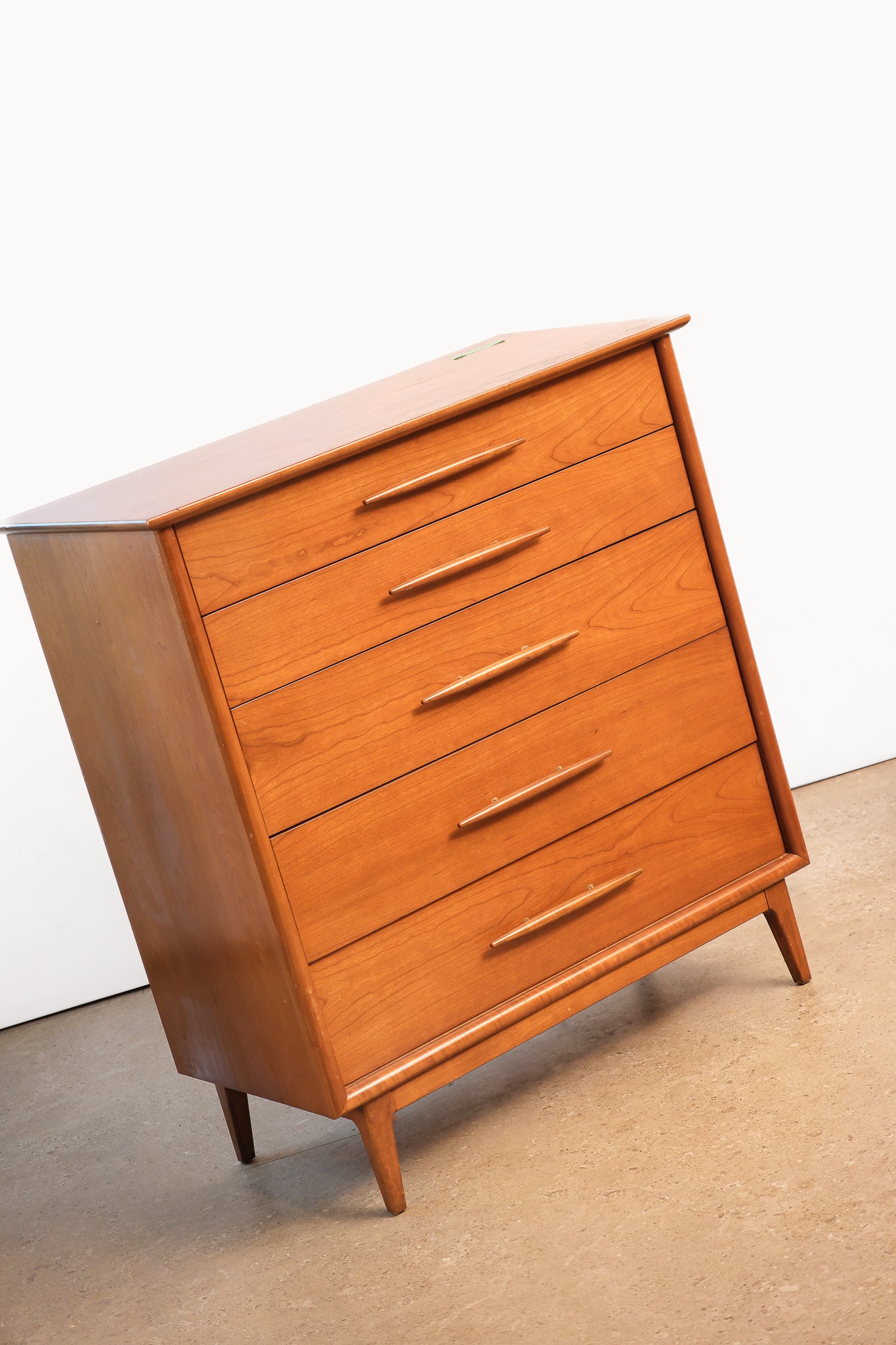 MCM Cherry Tallboy Dresser By Gibbard