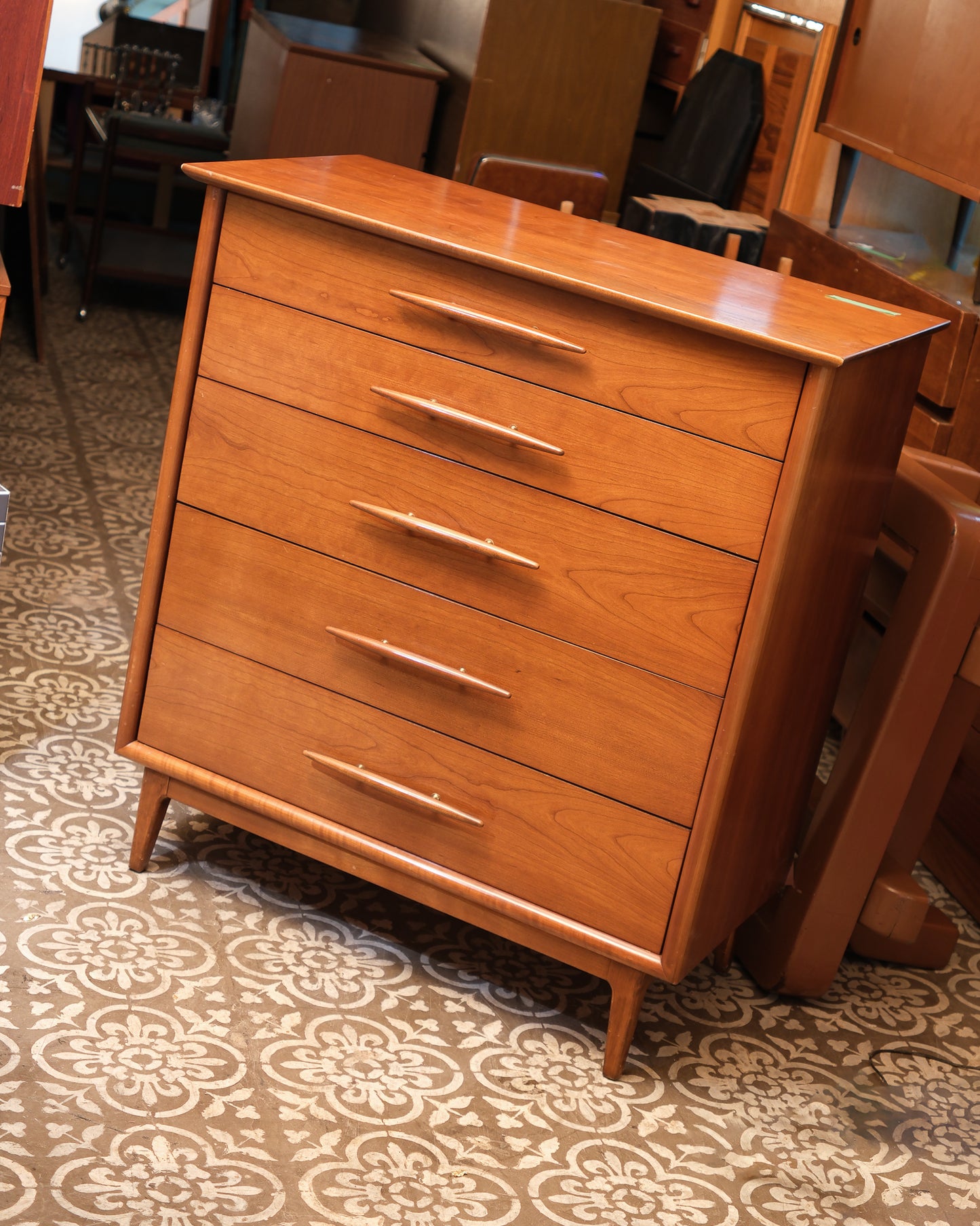 MCM Cherry Tallboy Dresser By Gibbard