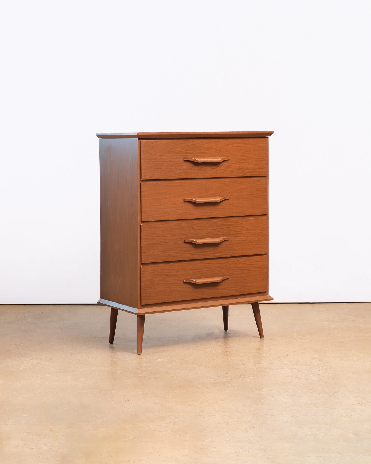 MCM Walnut Tallboy Dresser