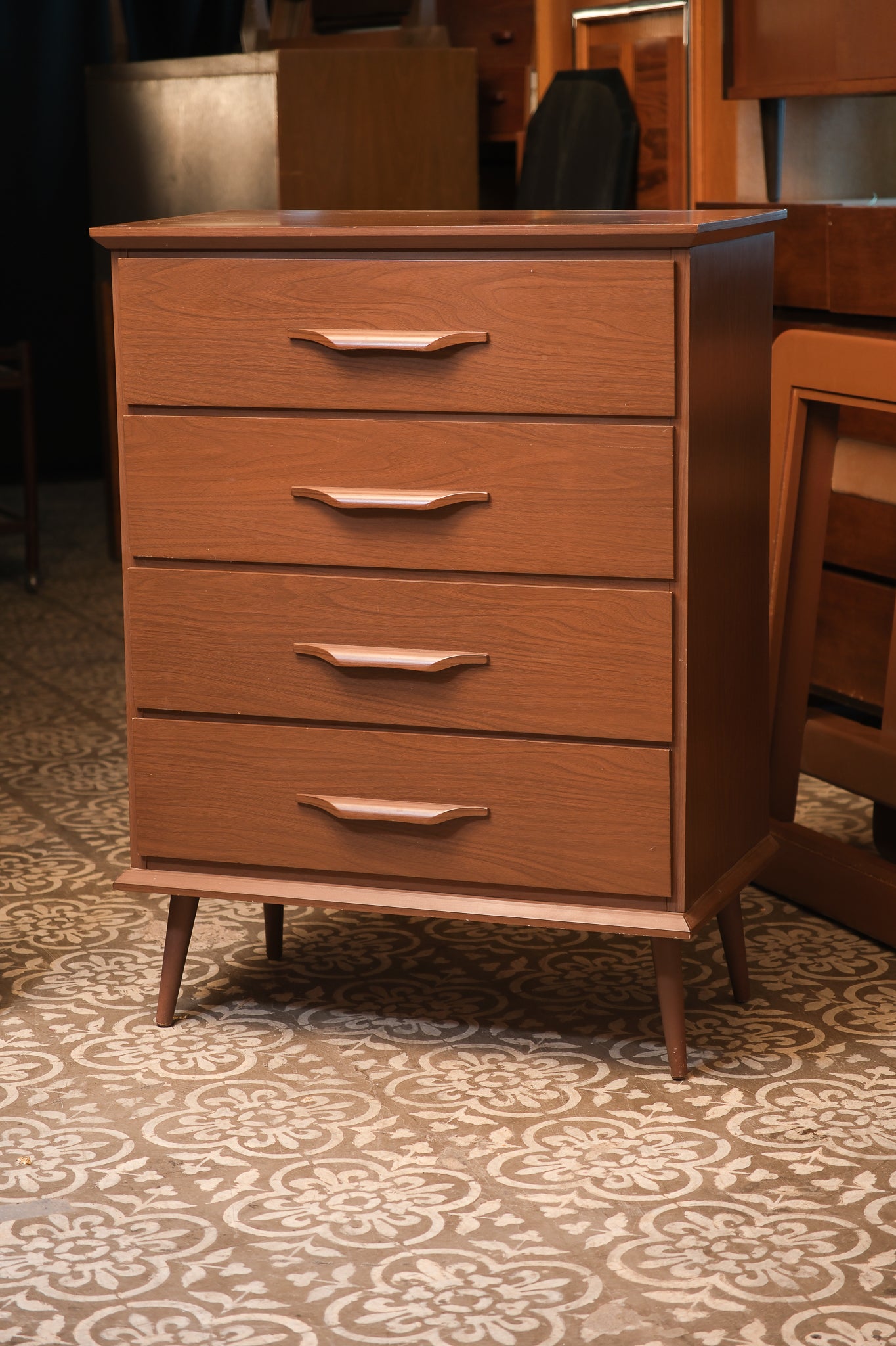 MCM Walnut Tallboy Dresser