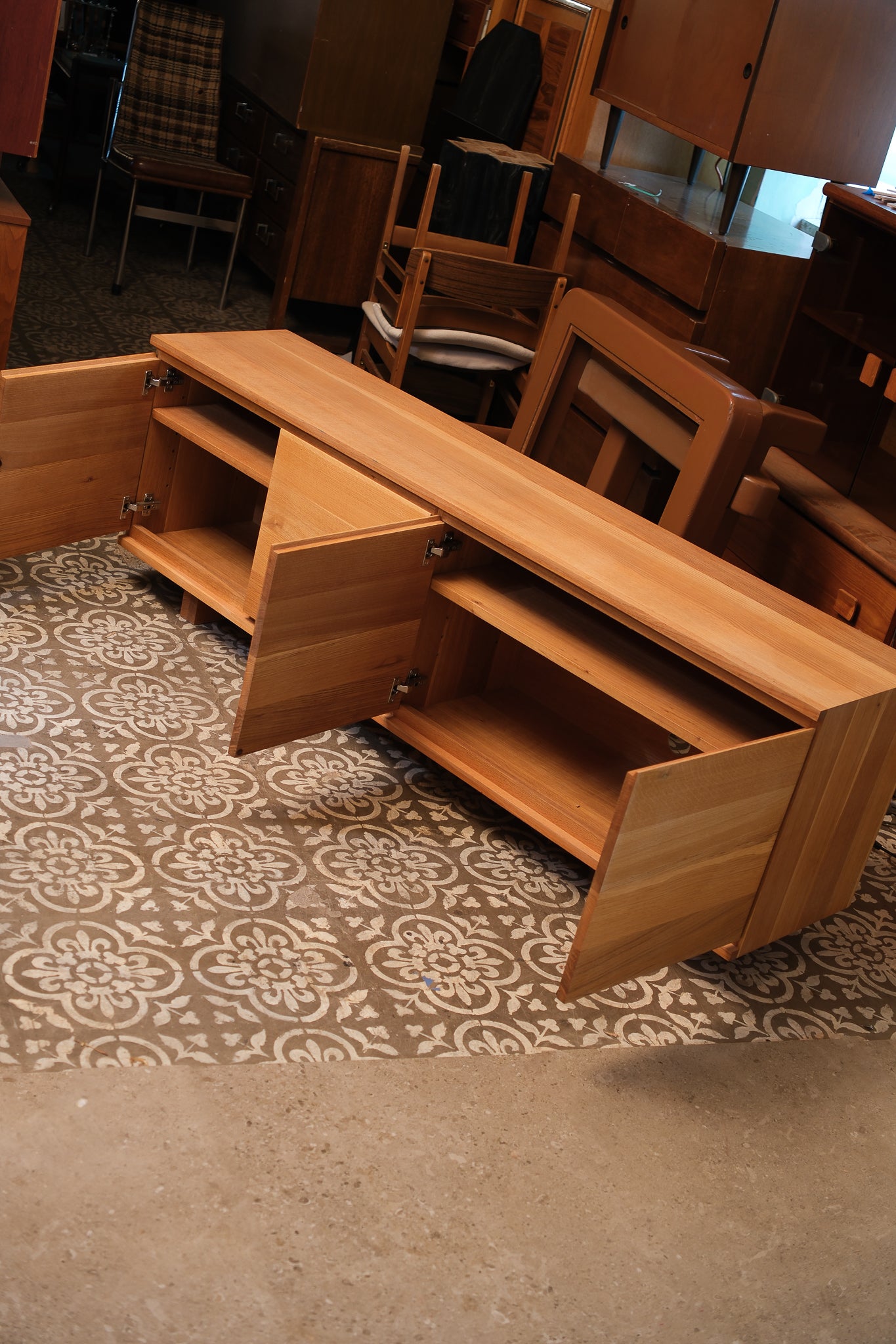 MCM Solid Oak Credenza