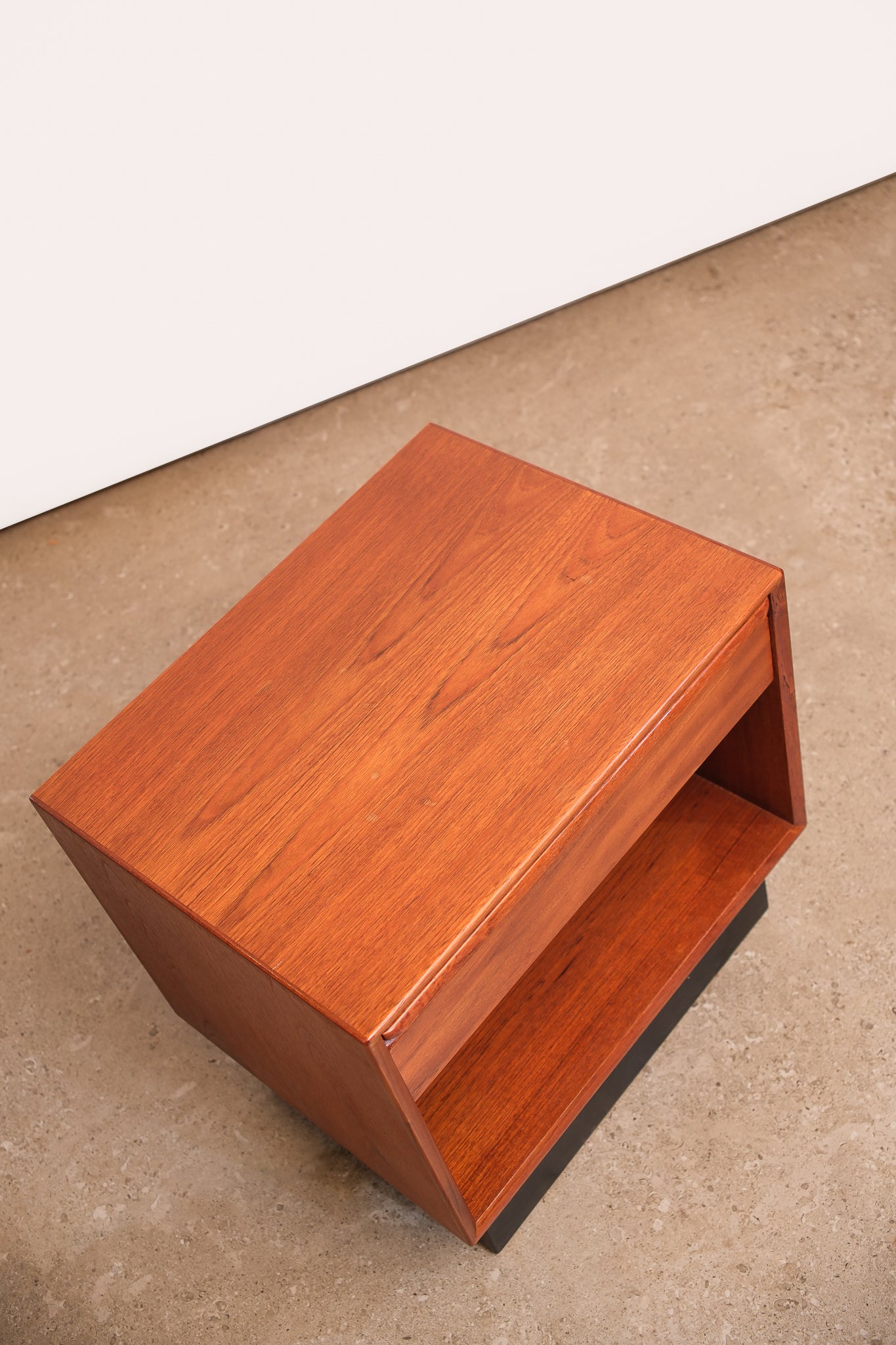 MCM Solid Teak Nightstand Black Base