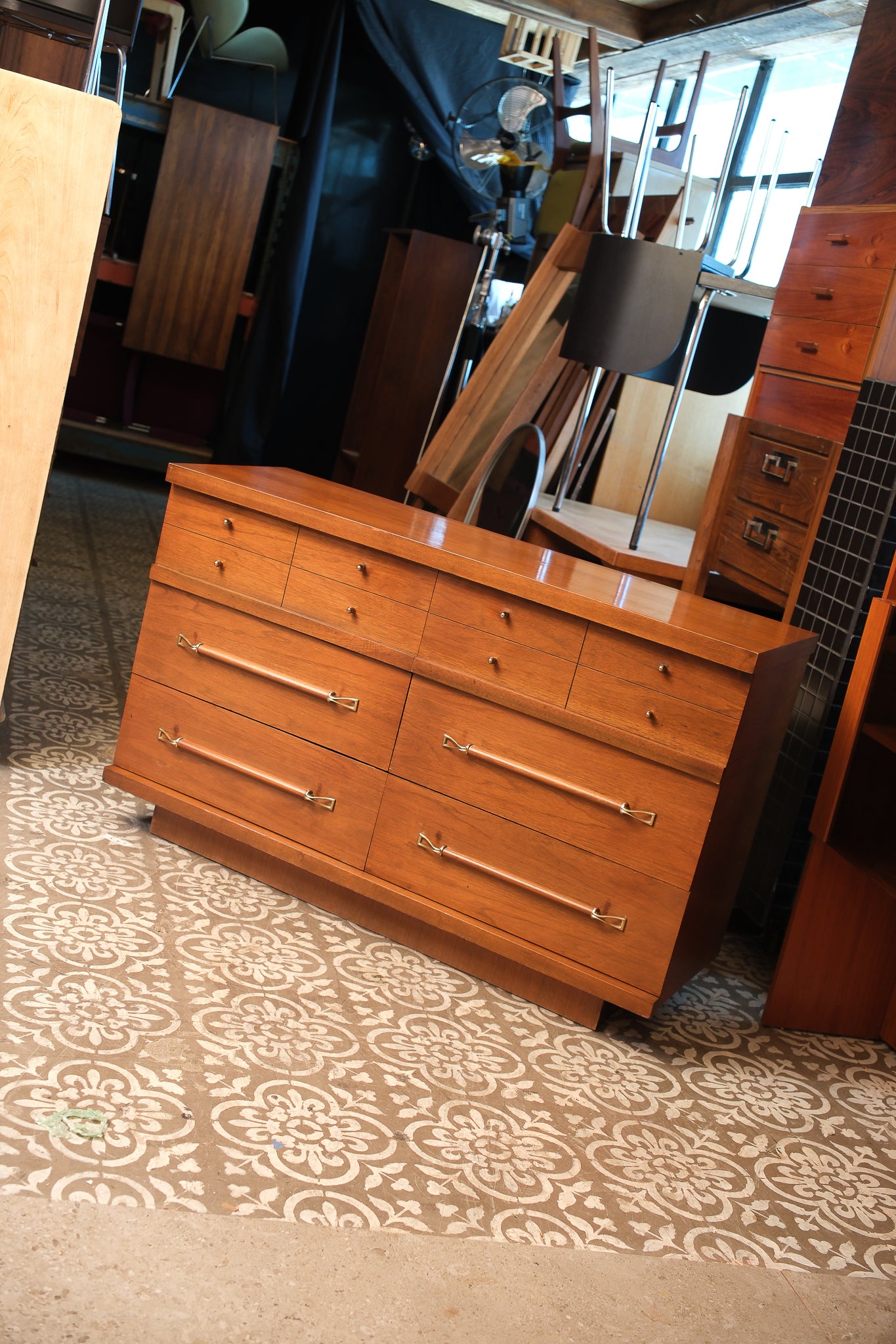 Mid Century Modern Walnut Wide Dresser