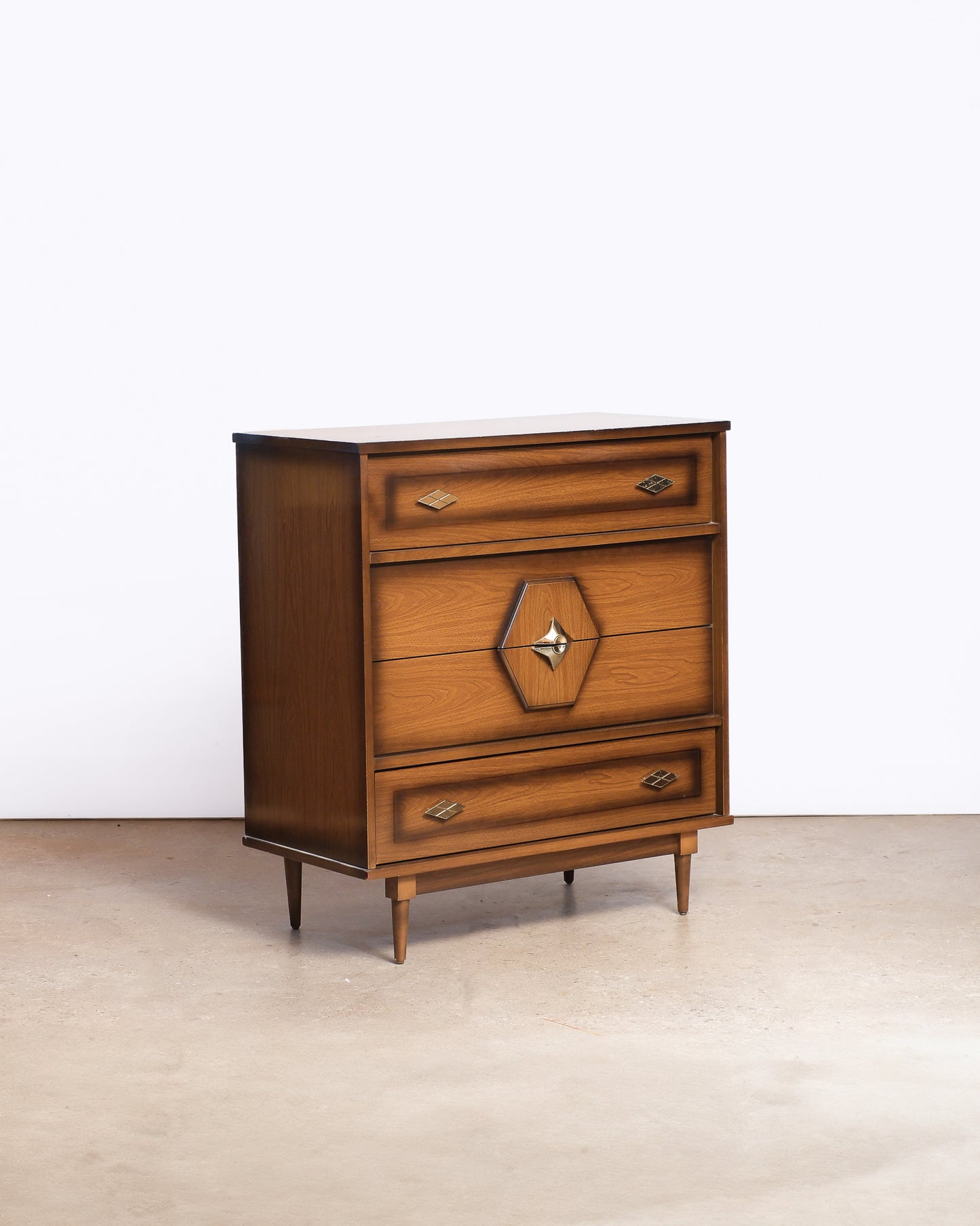 MCM Dark Walnut Contemporary Tallboy Dresser