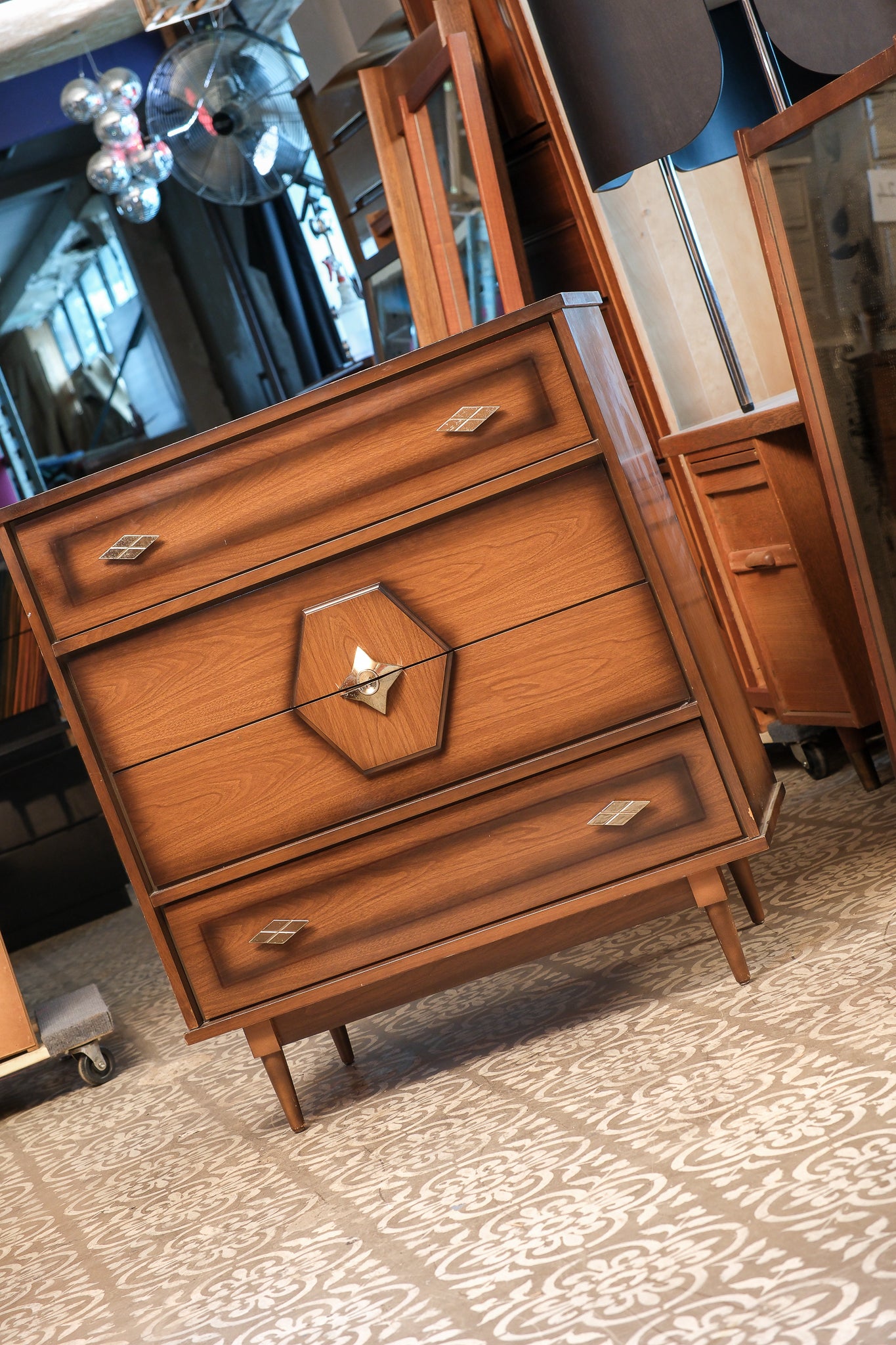 MCM Dark Walnut Contemporary Tallboy Dresser
