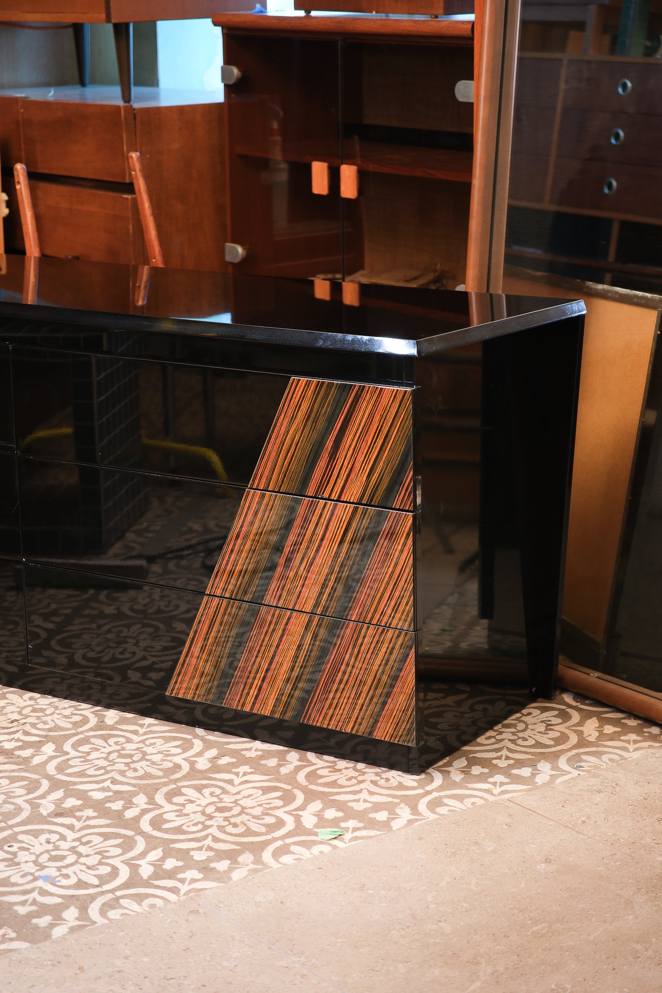 MCM Black Italian Wide Dresser