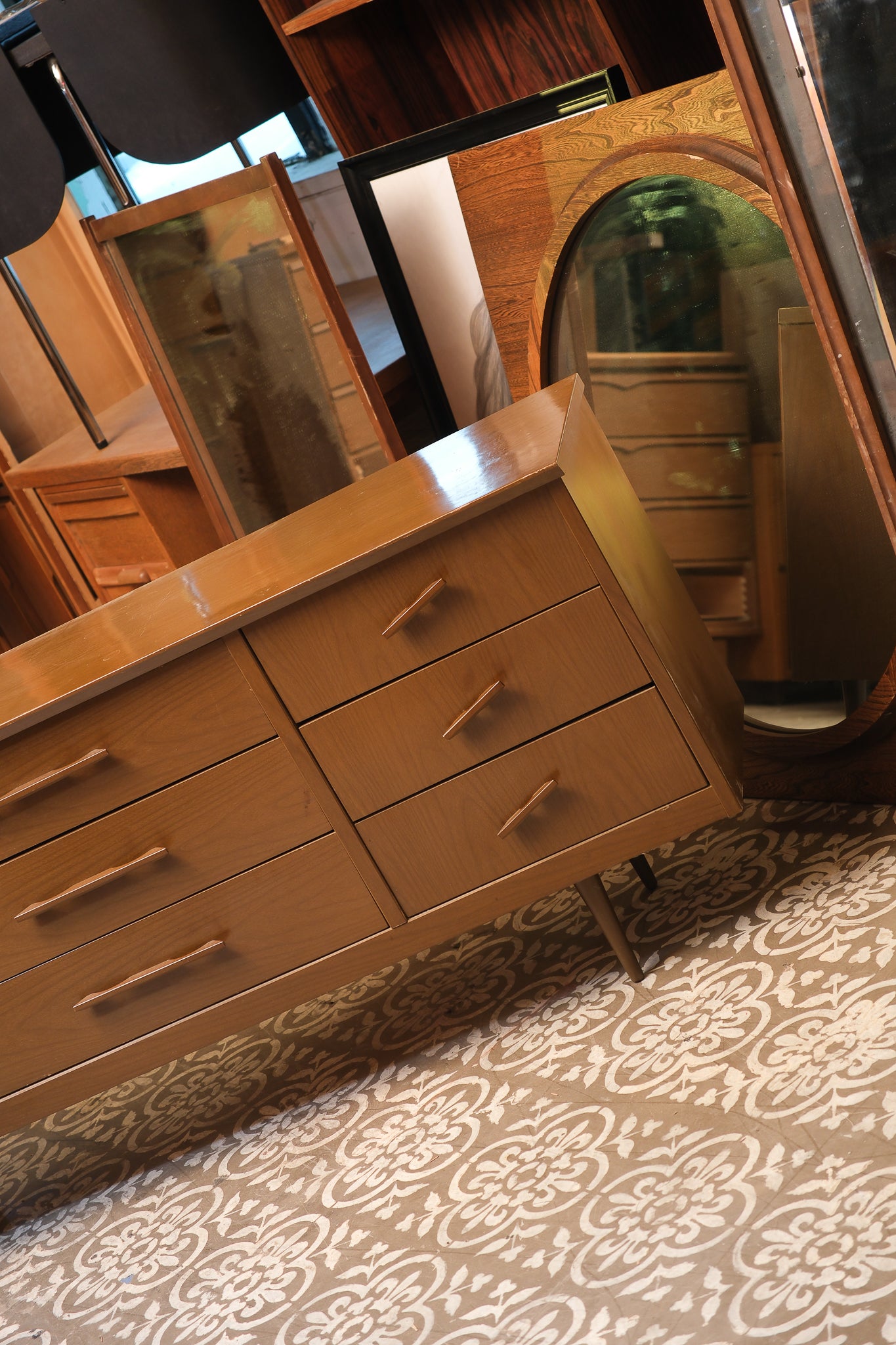MCM Walnut Wide Modern Dresser
