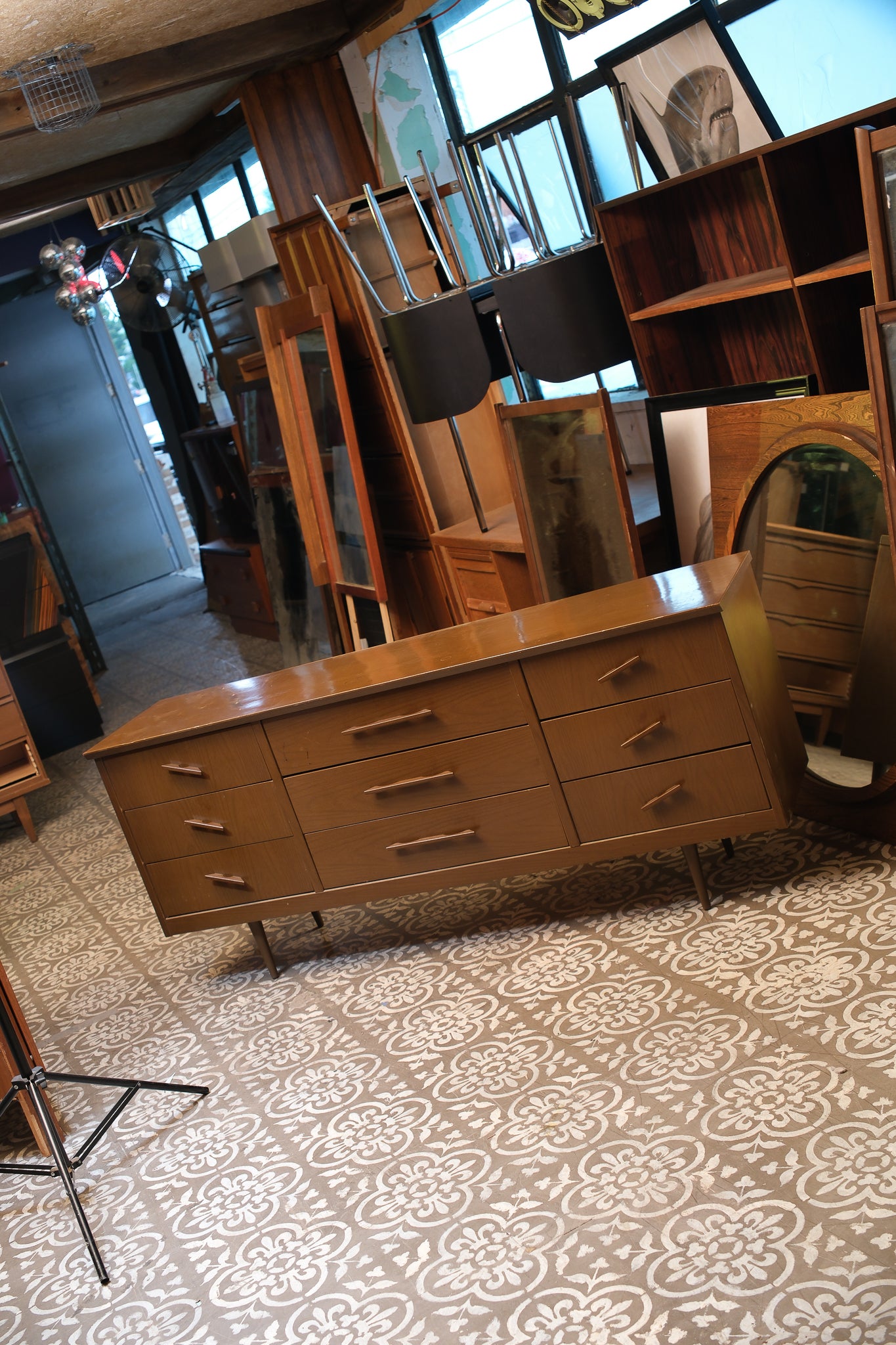 MCM Walnut Wide Modern Dresser