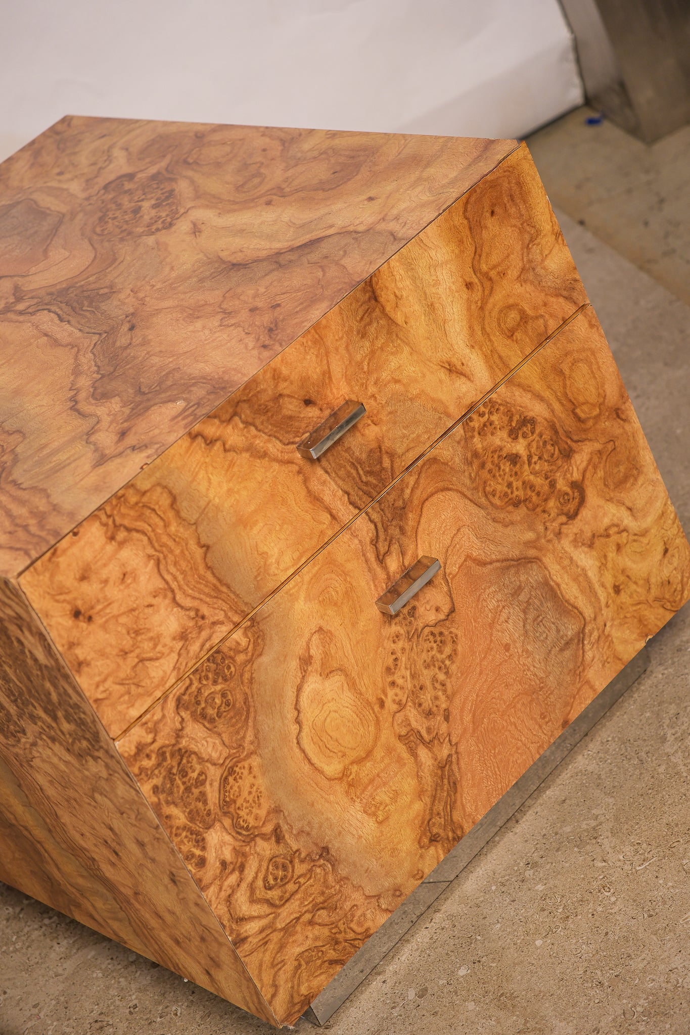 MCM Burl Wood Nightstand Set