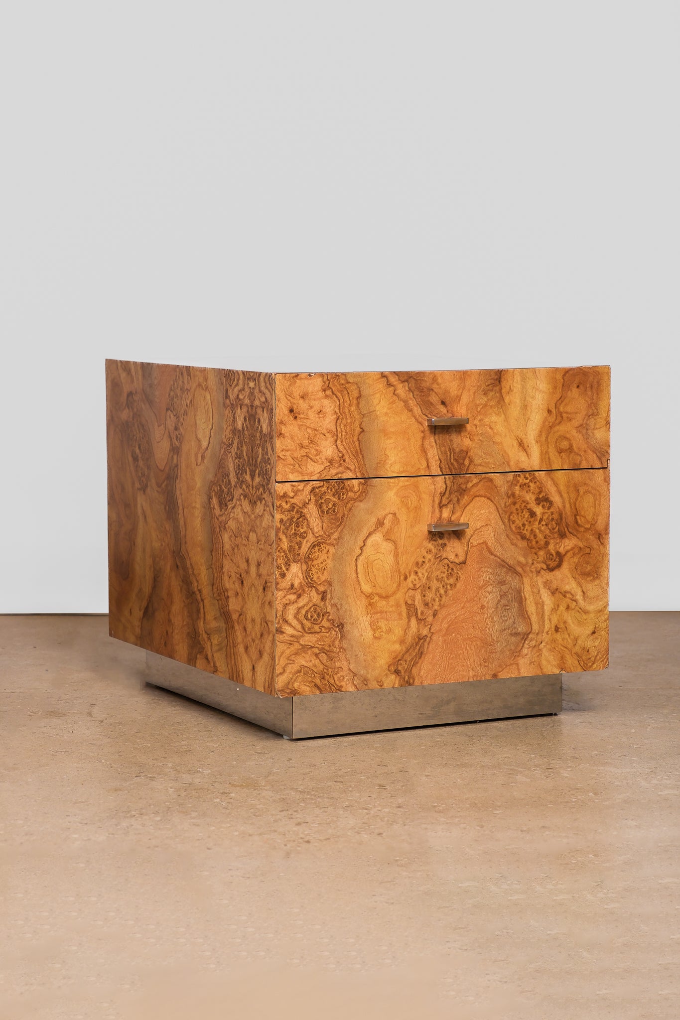 MCM Burl Wood Nightstand Set
