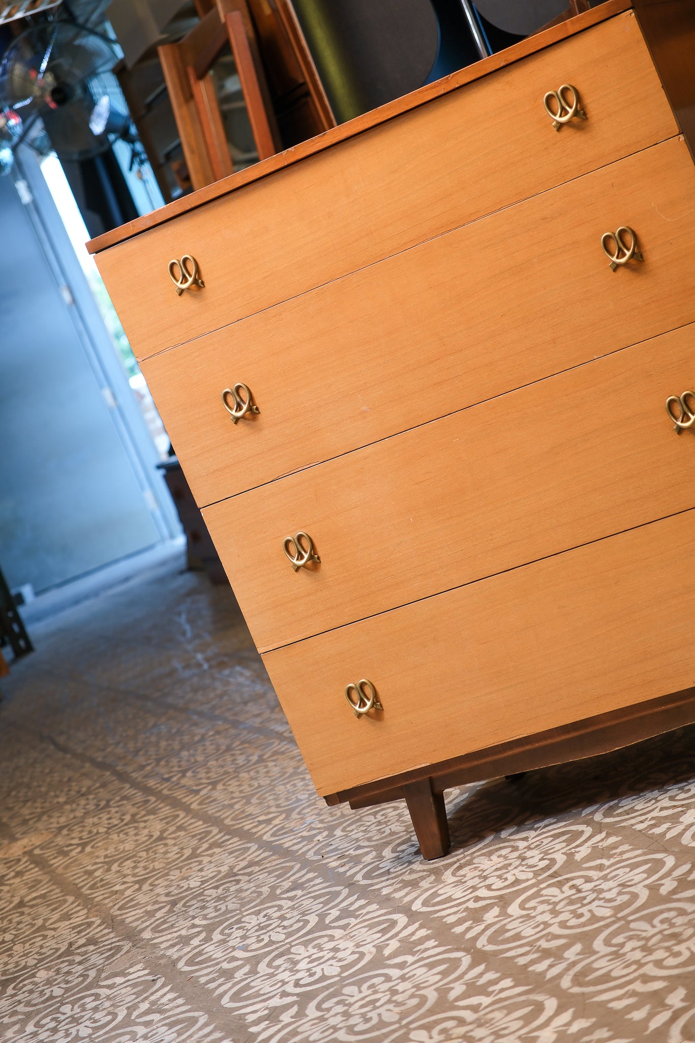 MCM Maple Tallboy Dresser
