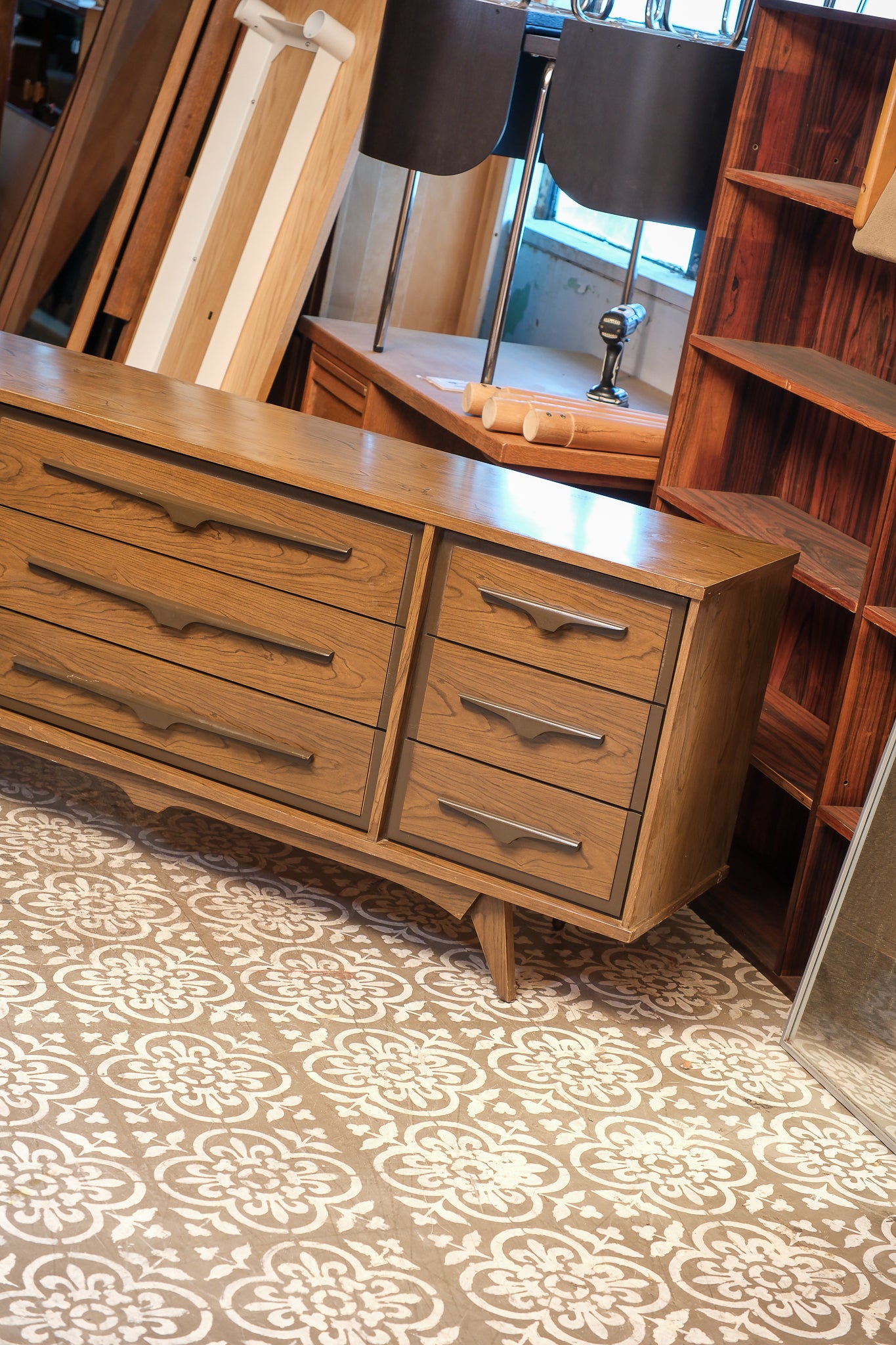 MCM Dark Walnut Wide Dresser