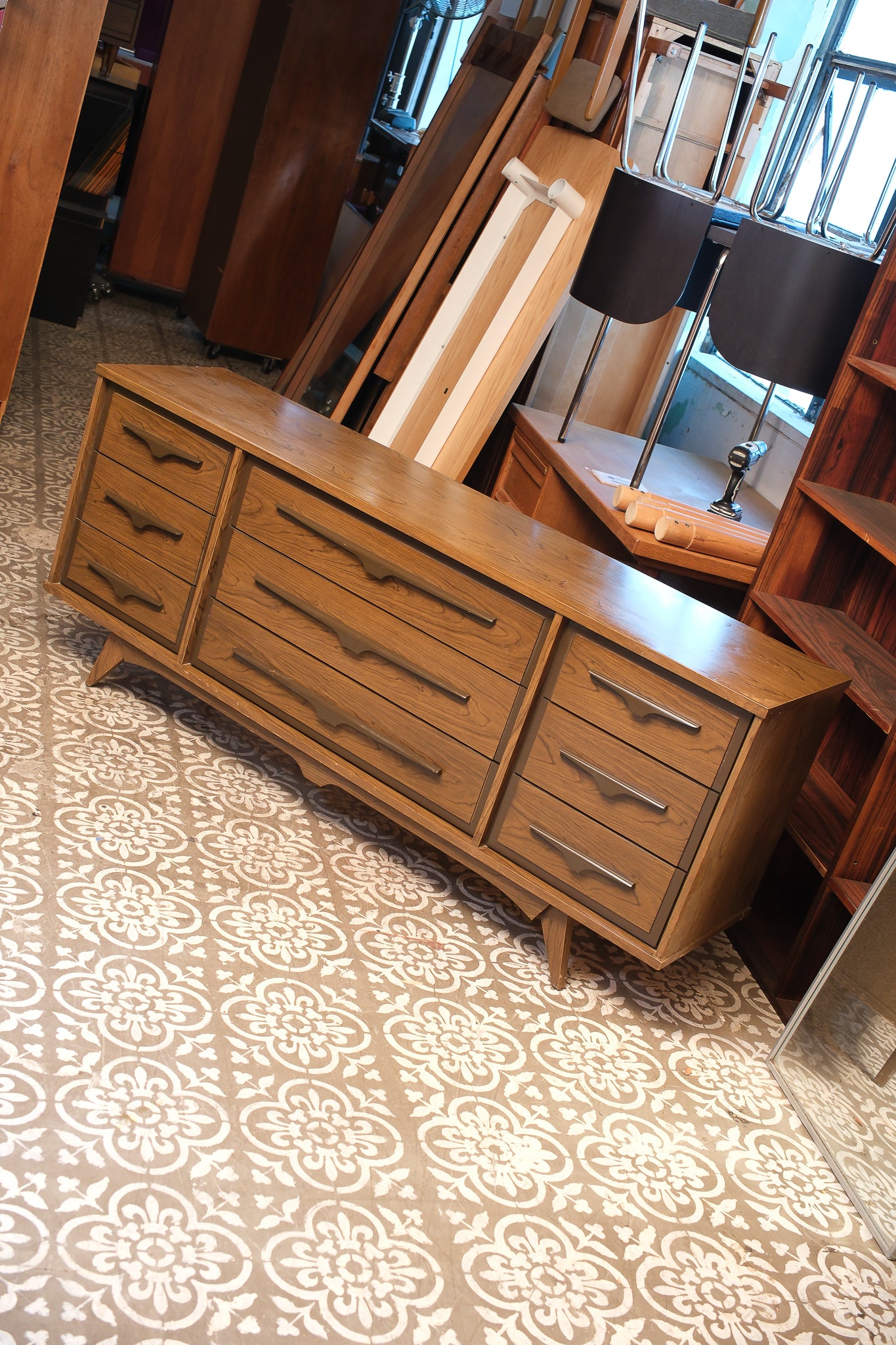 MCM Dark Walnut Wide Dresser