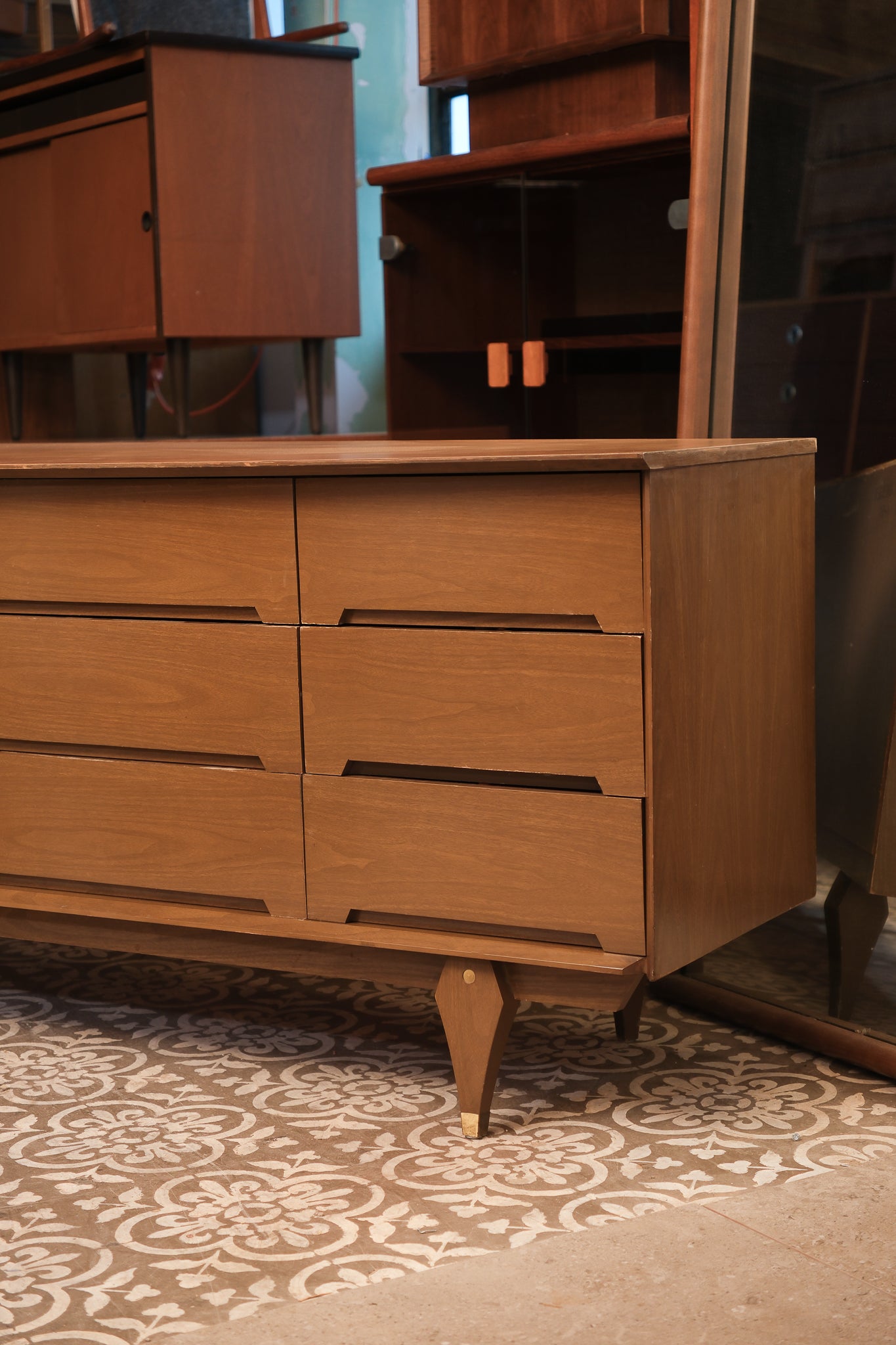 MCM Dark Walnut Wide Dresser