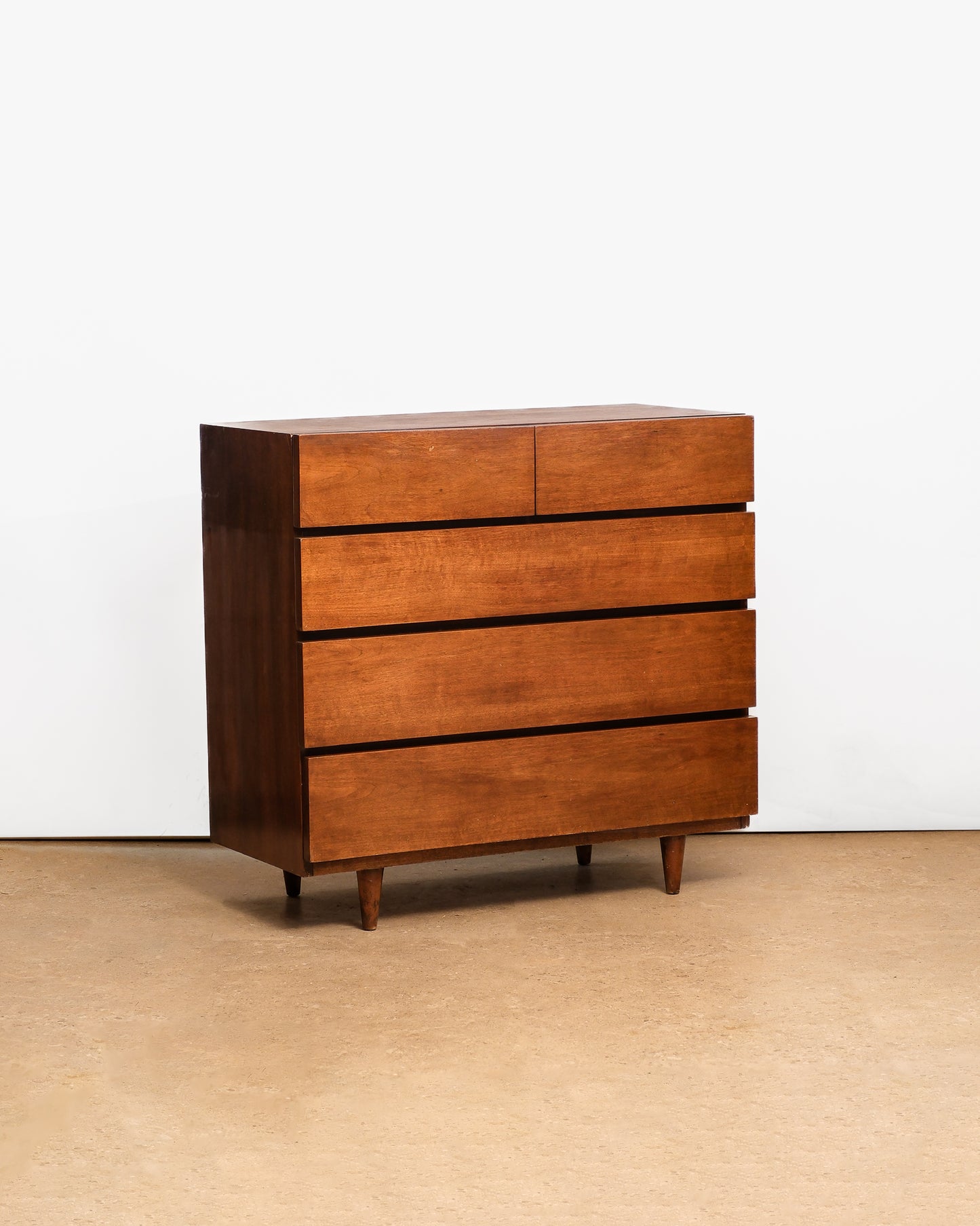 MCM Black Walnut Tallboy Dresser By American