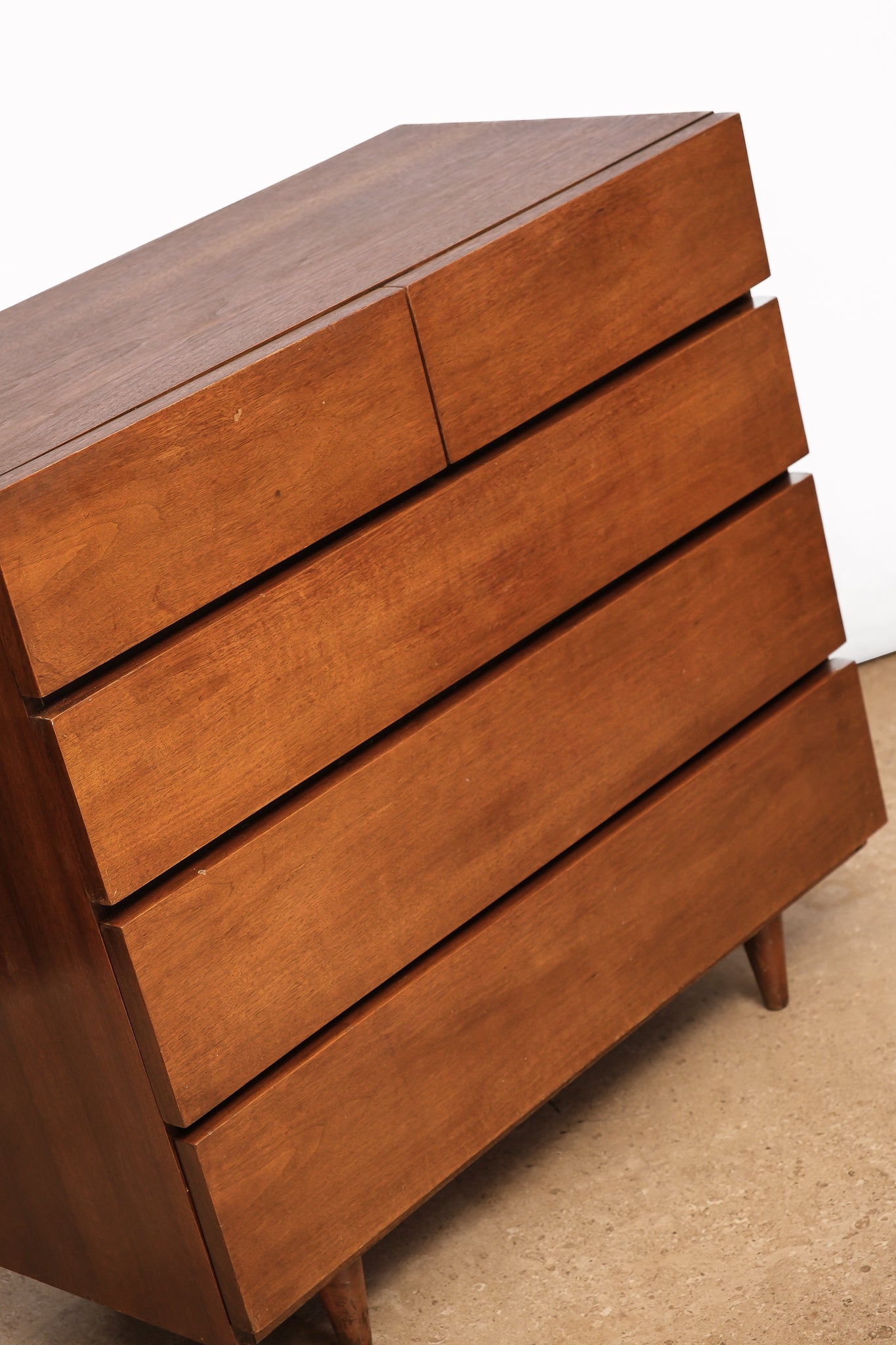 MCM Black Walnut Tallboy Dresser By American