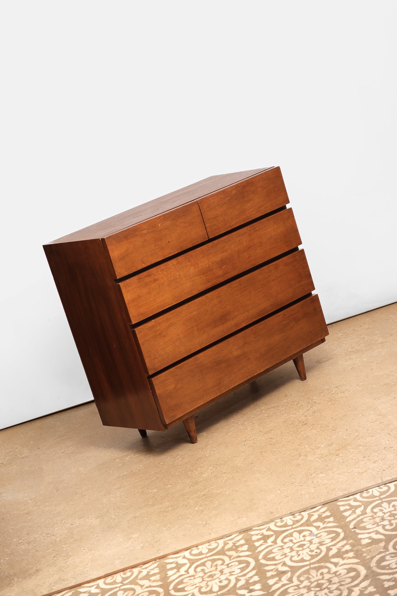 MCM Black Walnut Tallboy Dresser By American