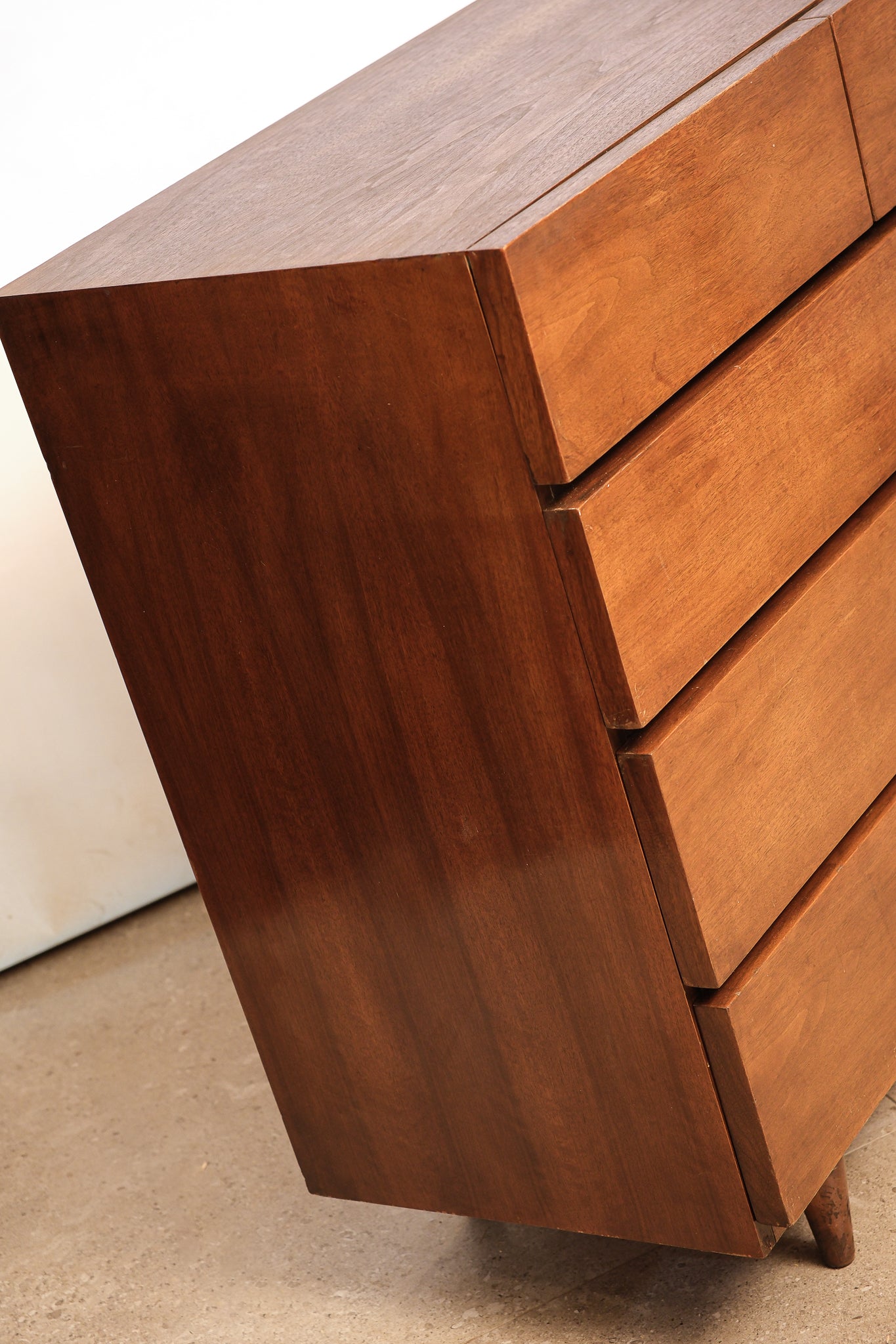 MCM Black Walnut Tallboy Dresser By American