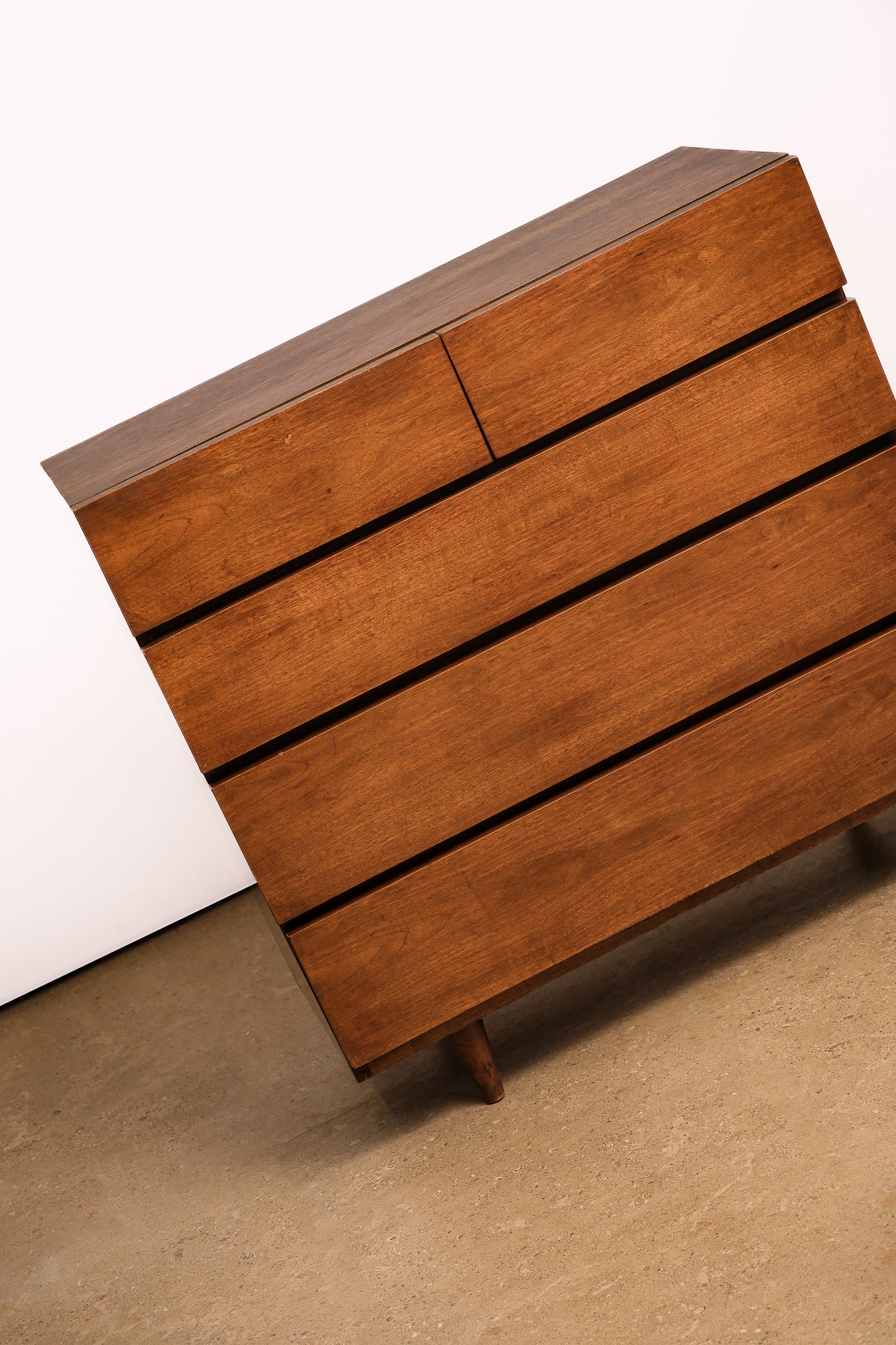 MCM Black Walnut Tallboy Dresser By American