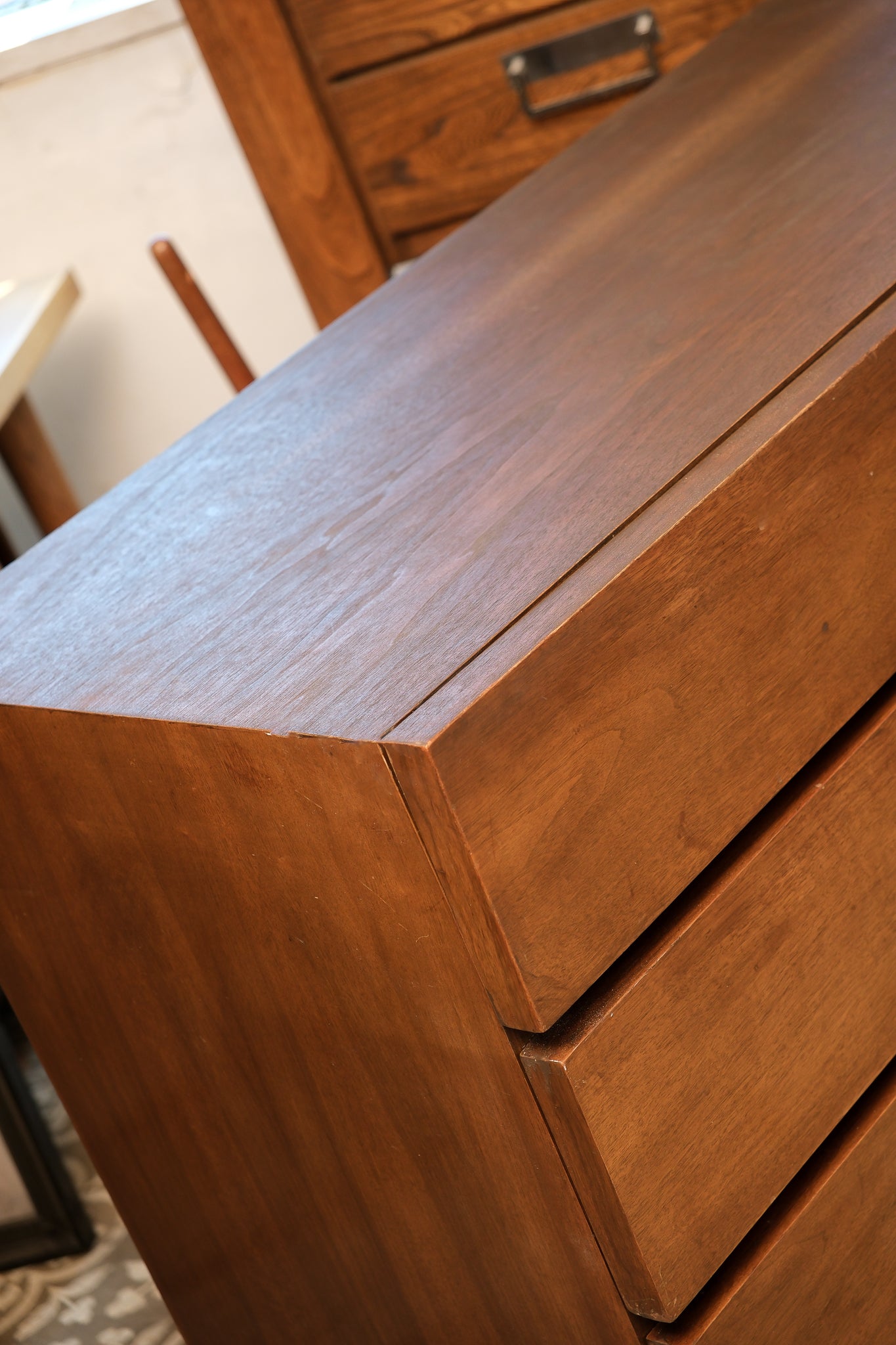 MCM Black Walnut Tallboy Dresser By American