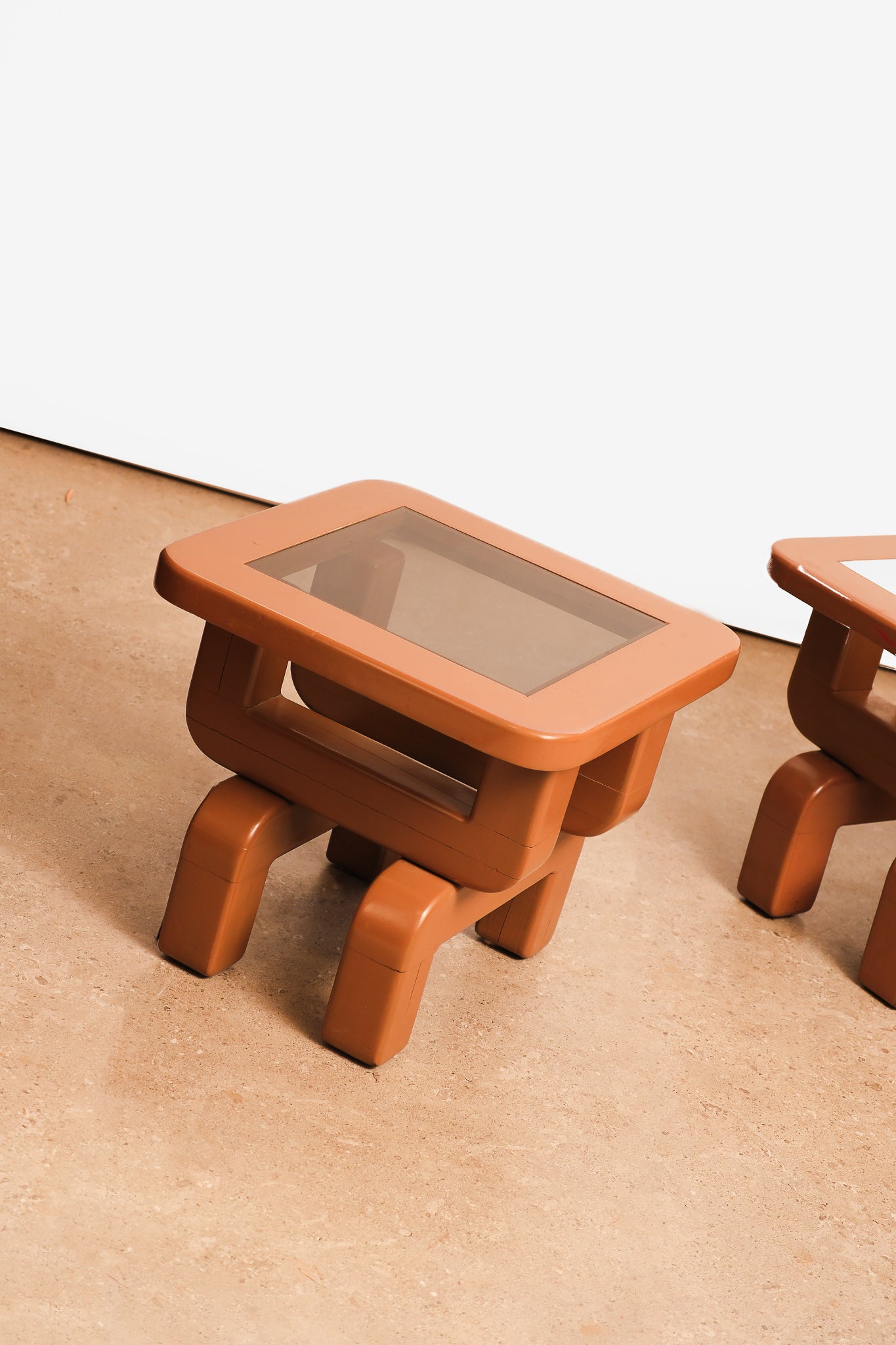 MCM Contemporary Glass Coffee Table Set