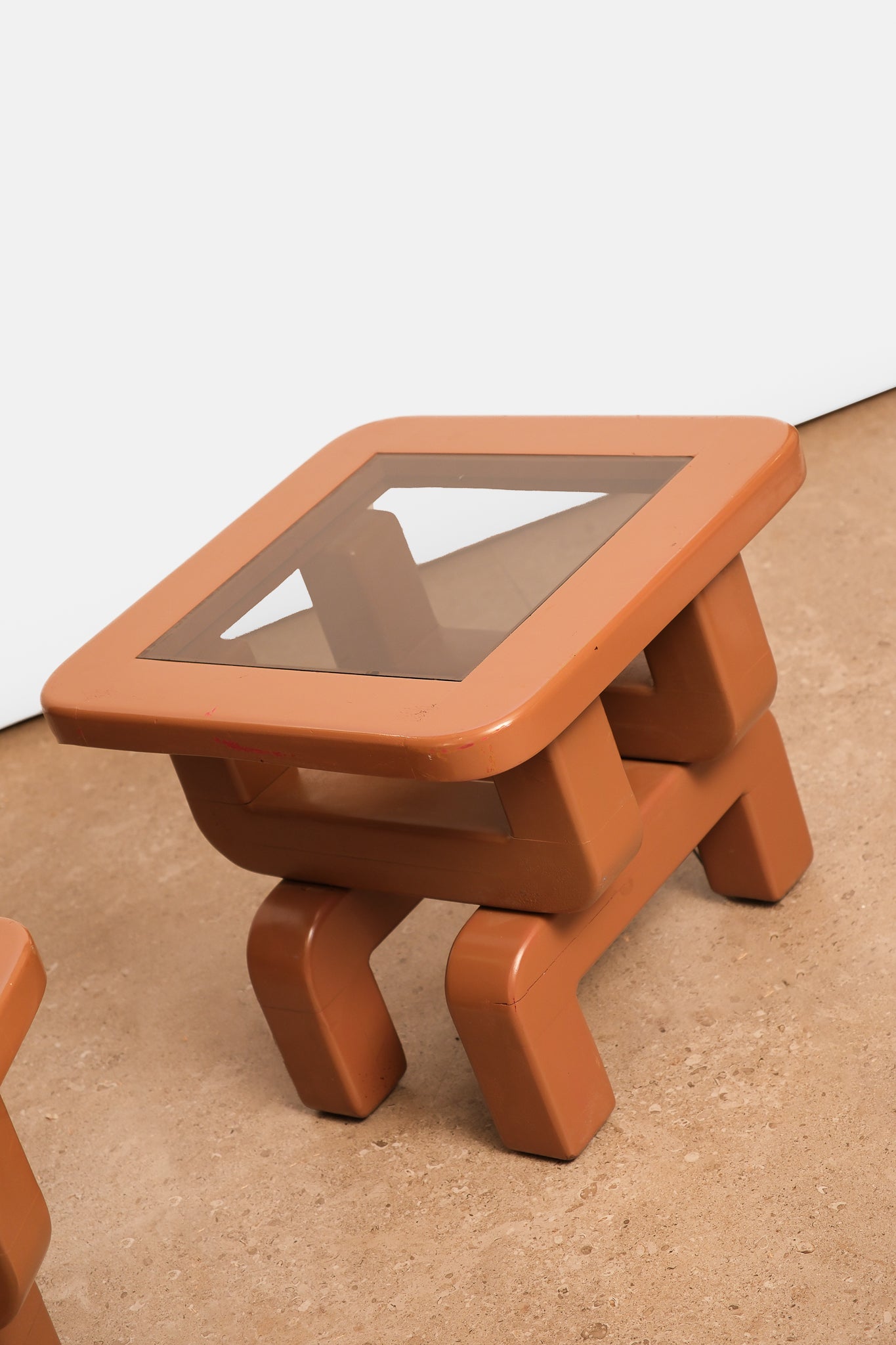 MCM Contemporary Glass Coffee Table Set