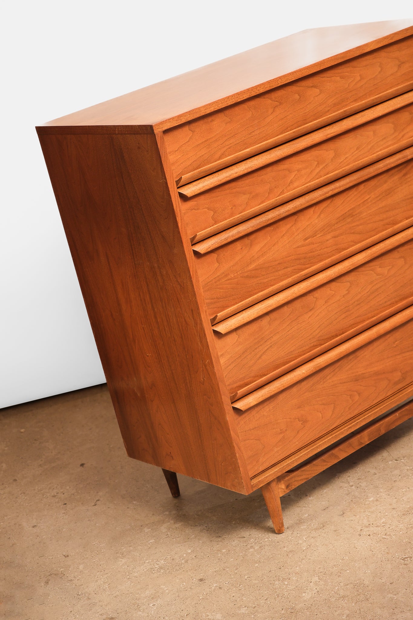 MCM Walnut Tallboy Dresser By Gibbard