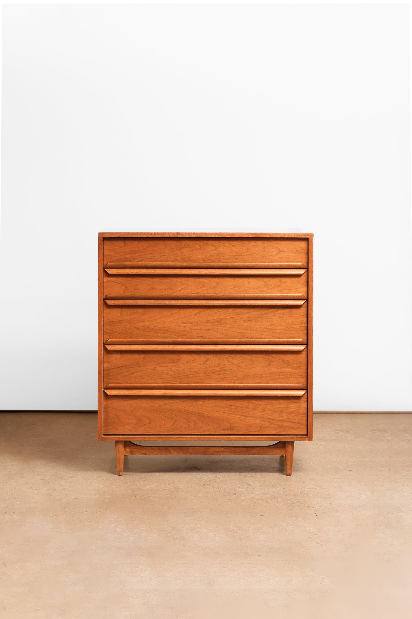 MCM Walnut Tallboy Dresser By Gibbard