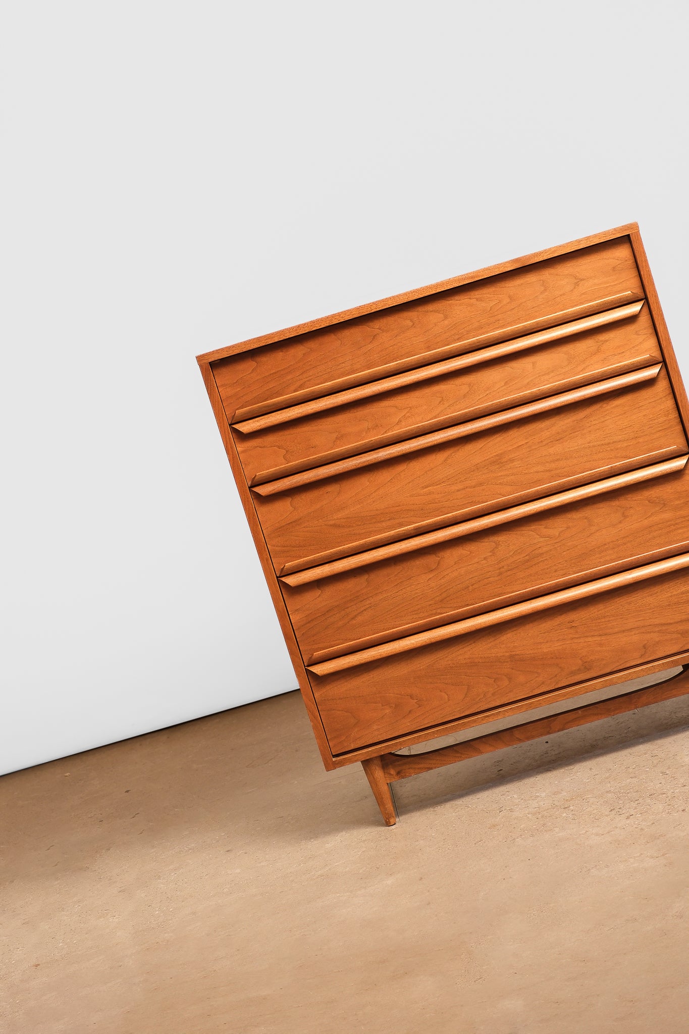 MCM Walnut Tallboy Dresser By Gibbard