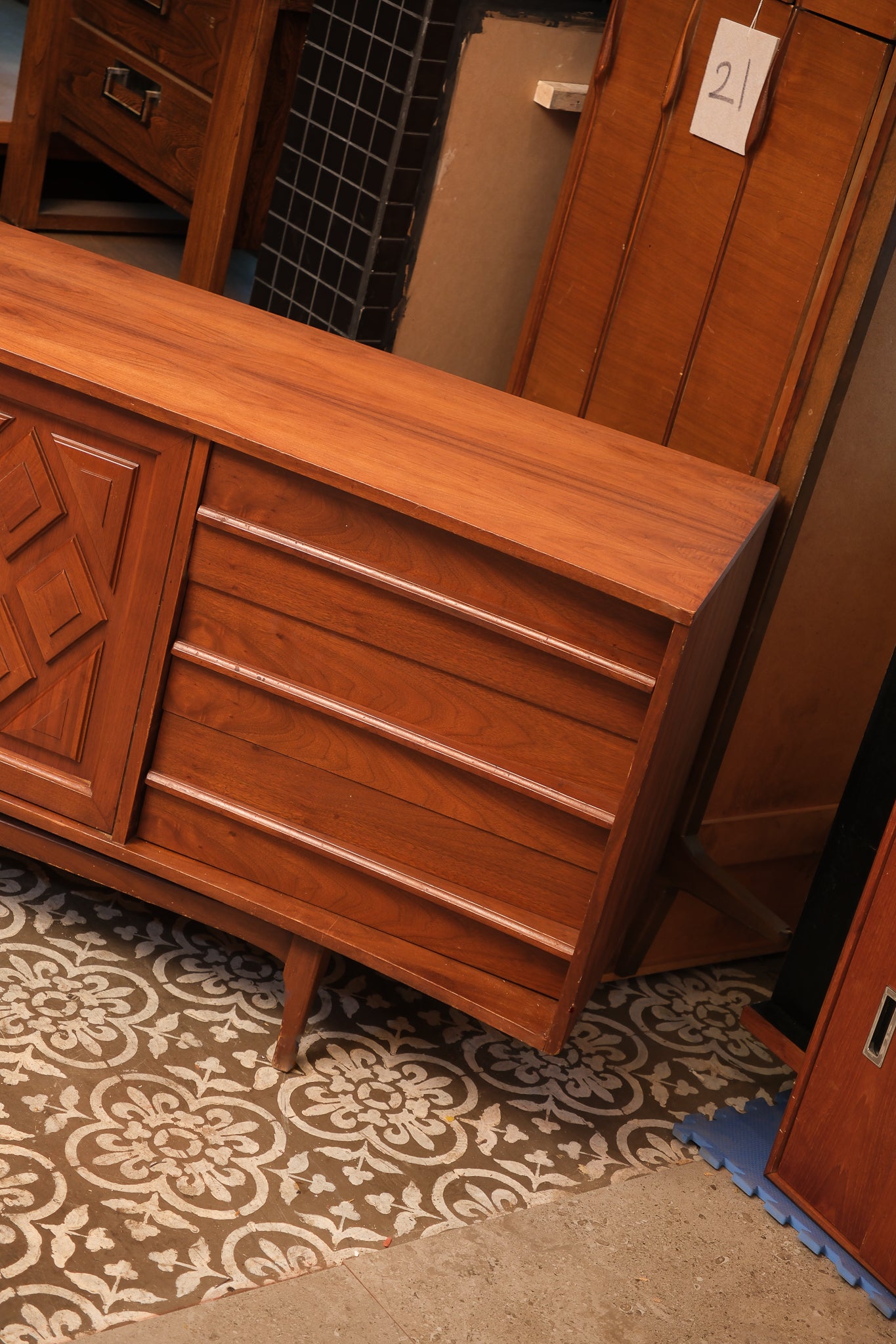 MCM Walnut Contemporary Wide Dresser