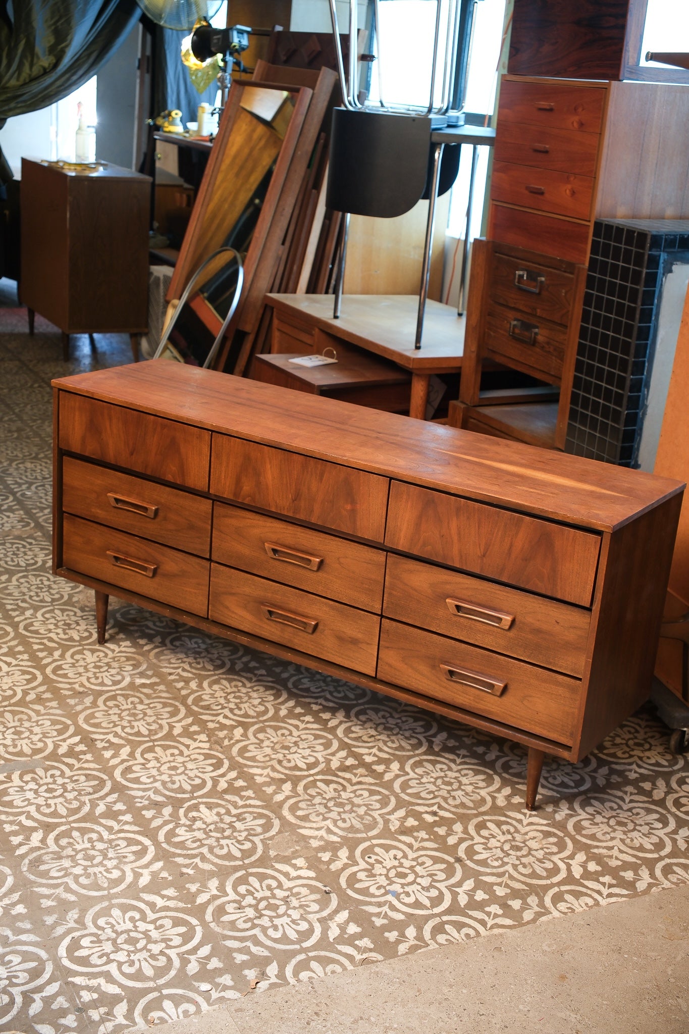 MCM Dark Walnut Dresser By VIC ART