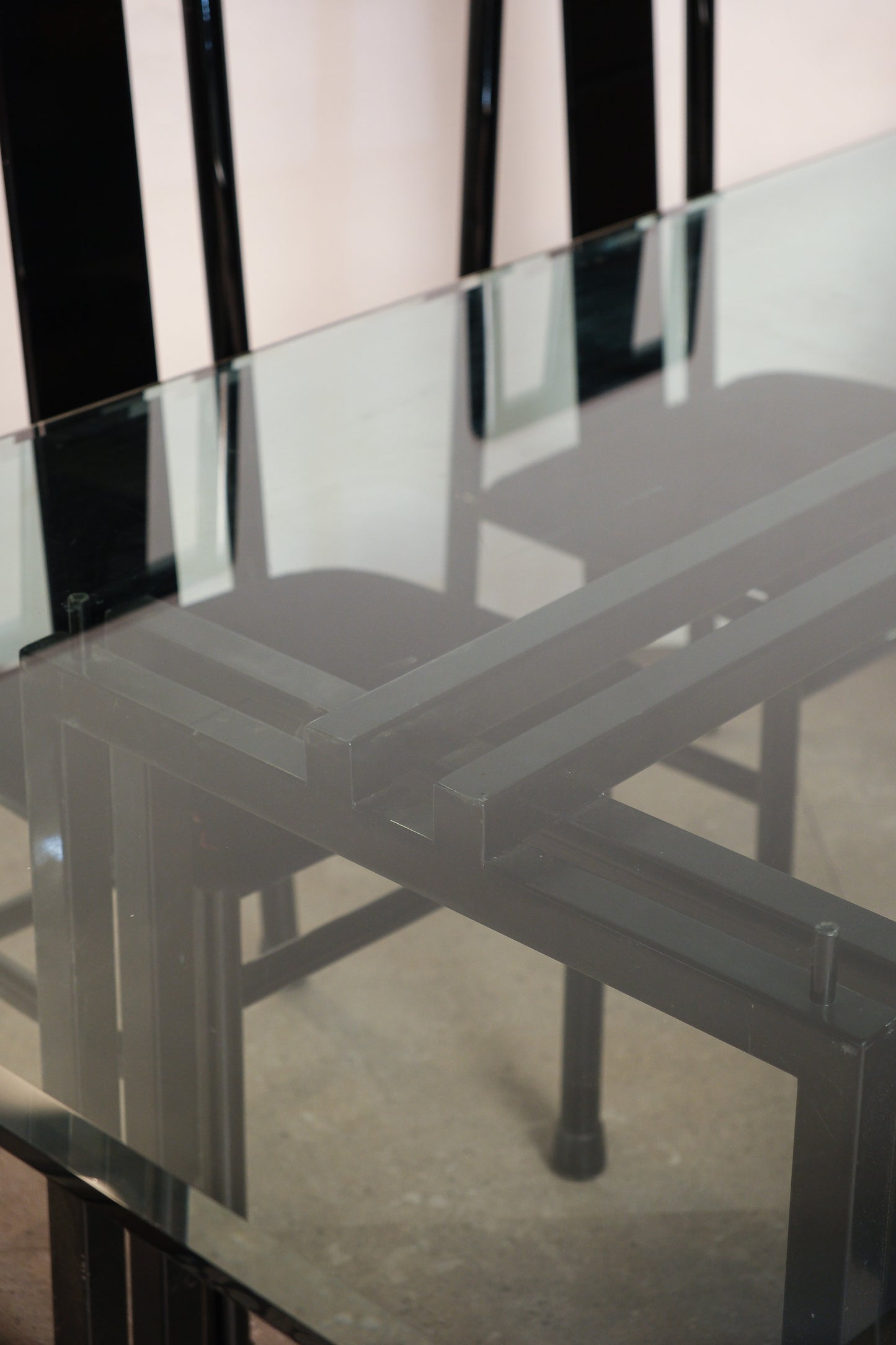Postmodern Italian Black Lacquered Rare Dining Set