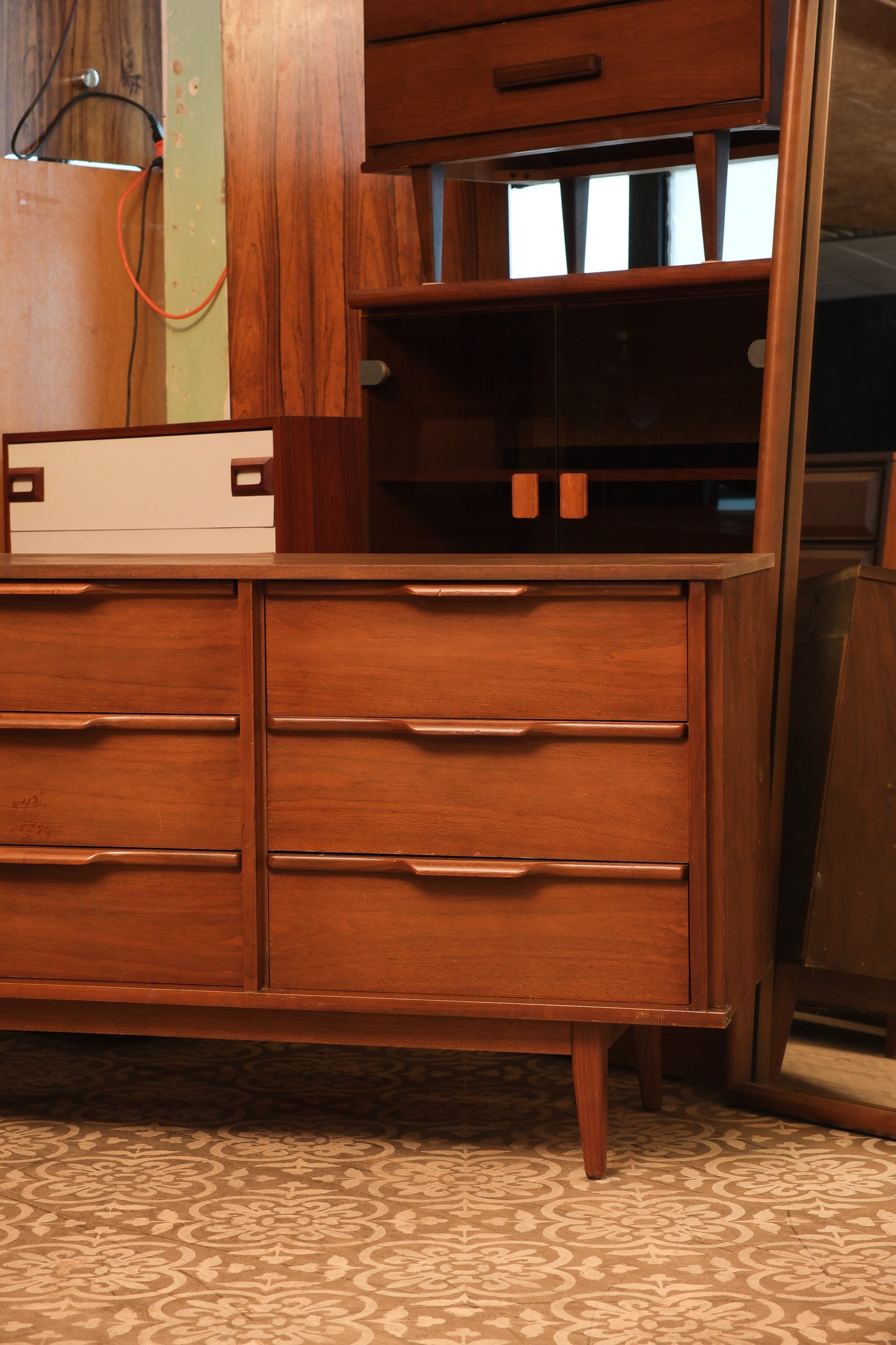 MCM Dark Walnut Wide Dresser