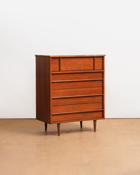 MCM Minimal Dark Walnut Tallboy Dresser