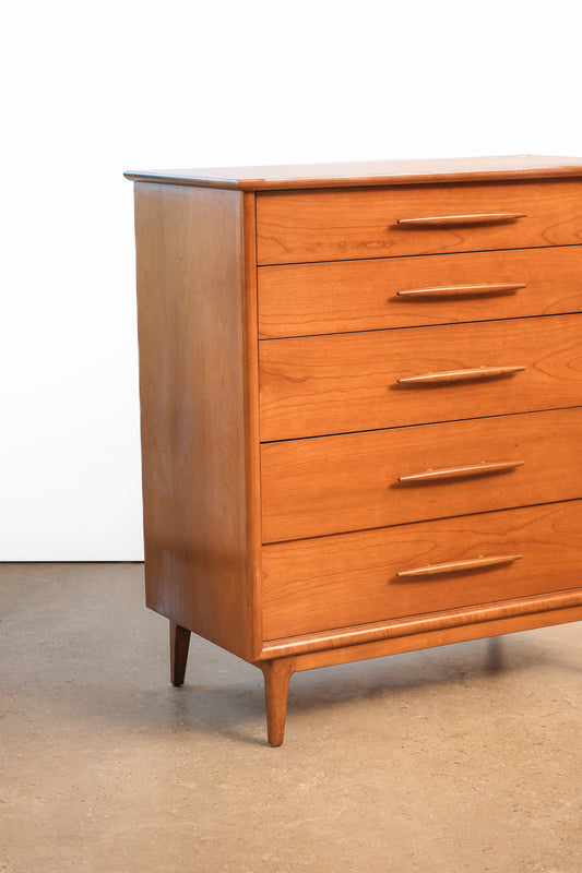MCM Cherry Tallboy Dresser By Gibbard