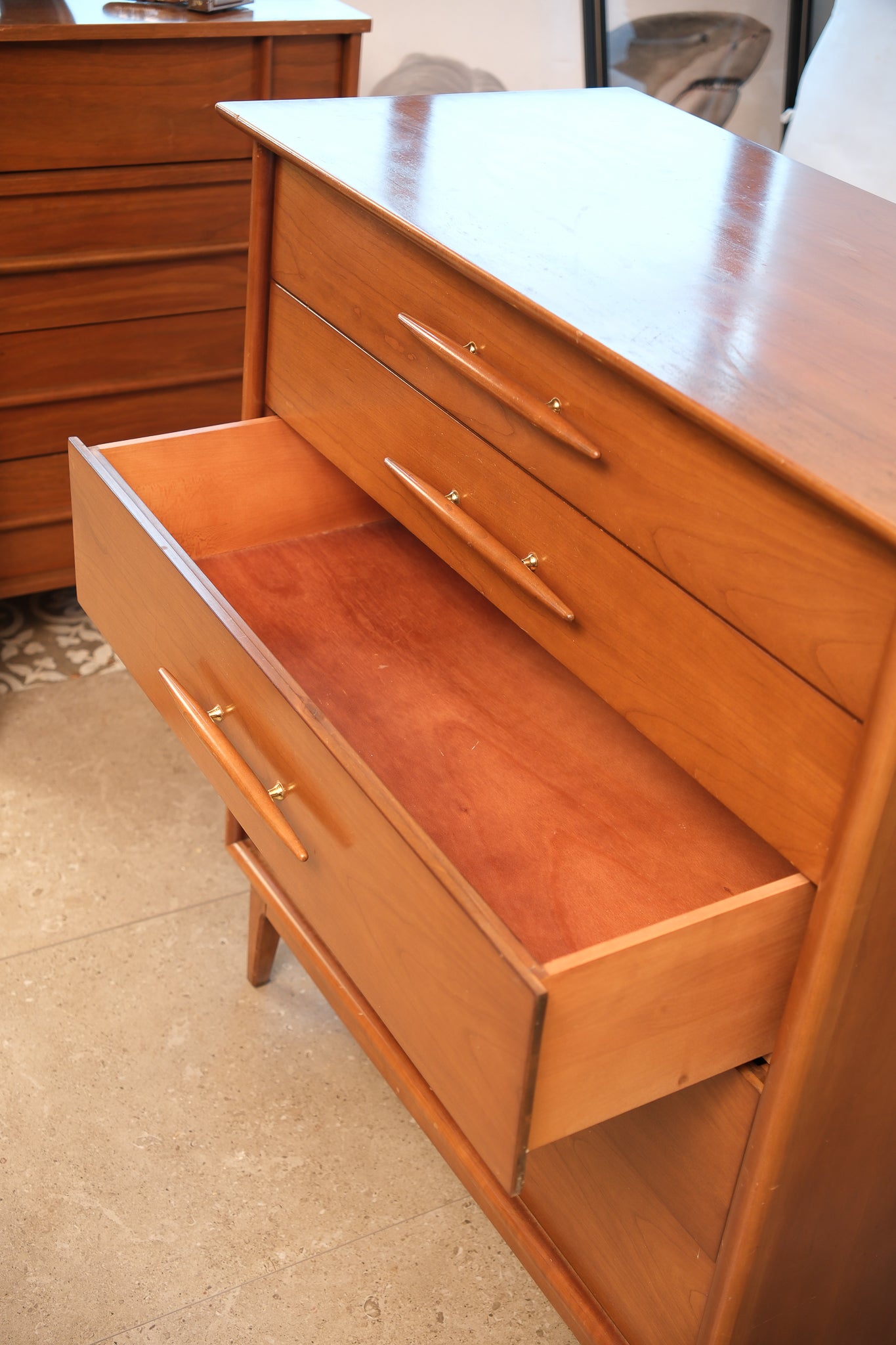 MCM Cherry Tallboy Dresser By Gibbard
