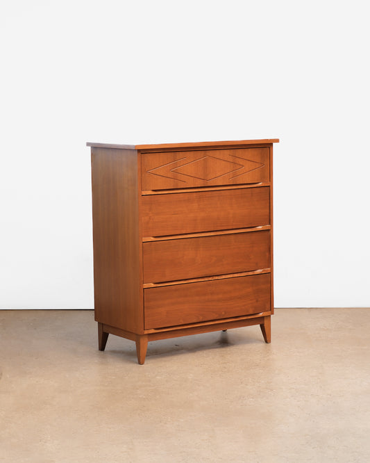 MCM Walnut Tallboy Dresser By Kilgour