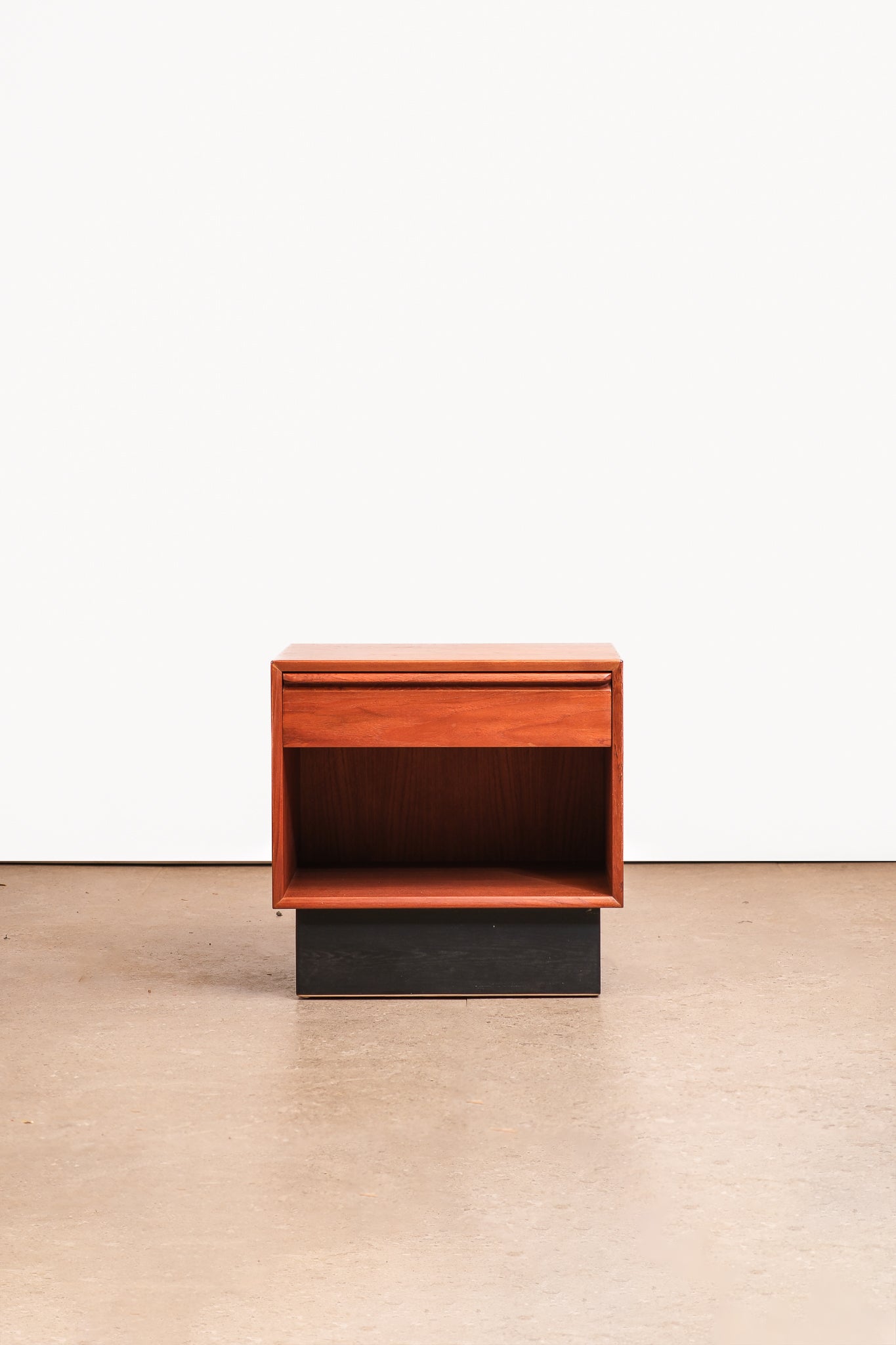 MCM Solid Teak Nightstand Black Base