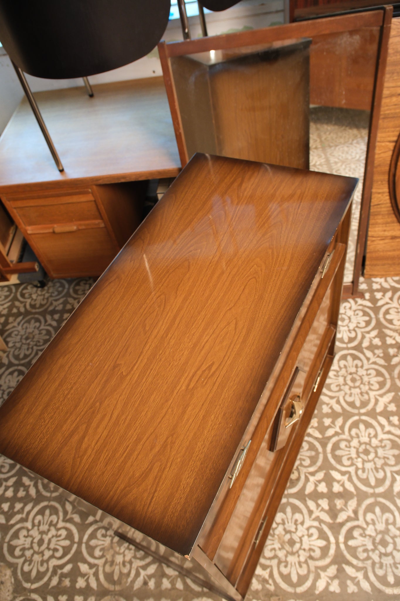 MCM Dark Walnut Contemporary Tallboy Dresser