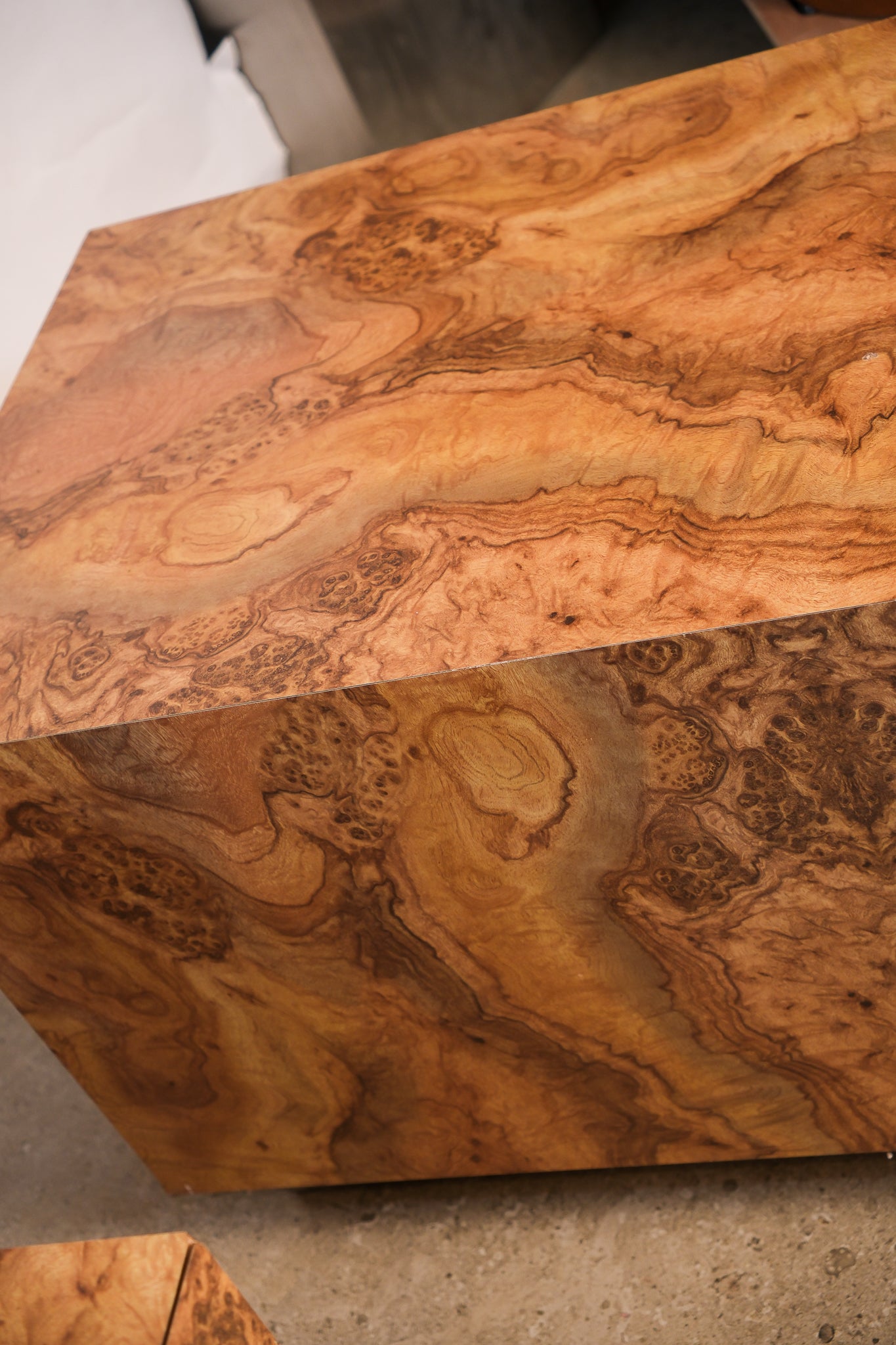 MCM Burl Wood Nightstand Set